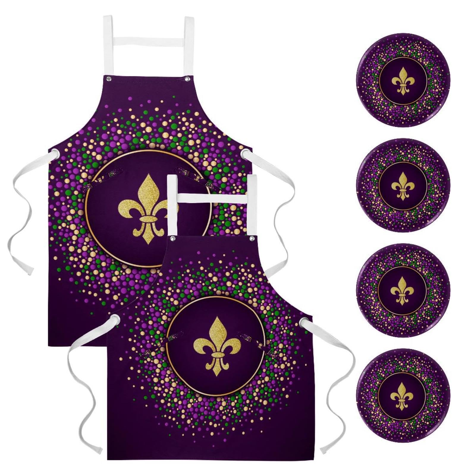 Tablier de serveuse chic à fleur de lys pour le service au restaurant