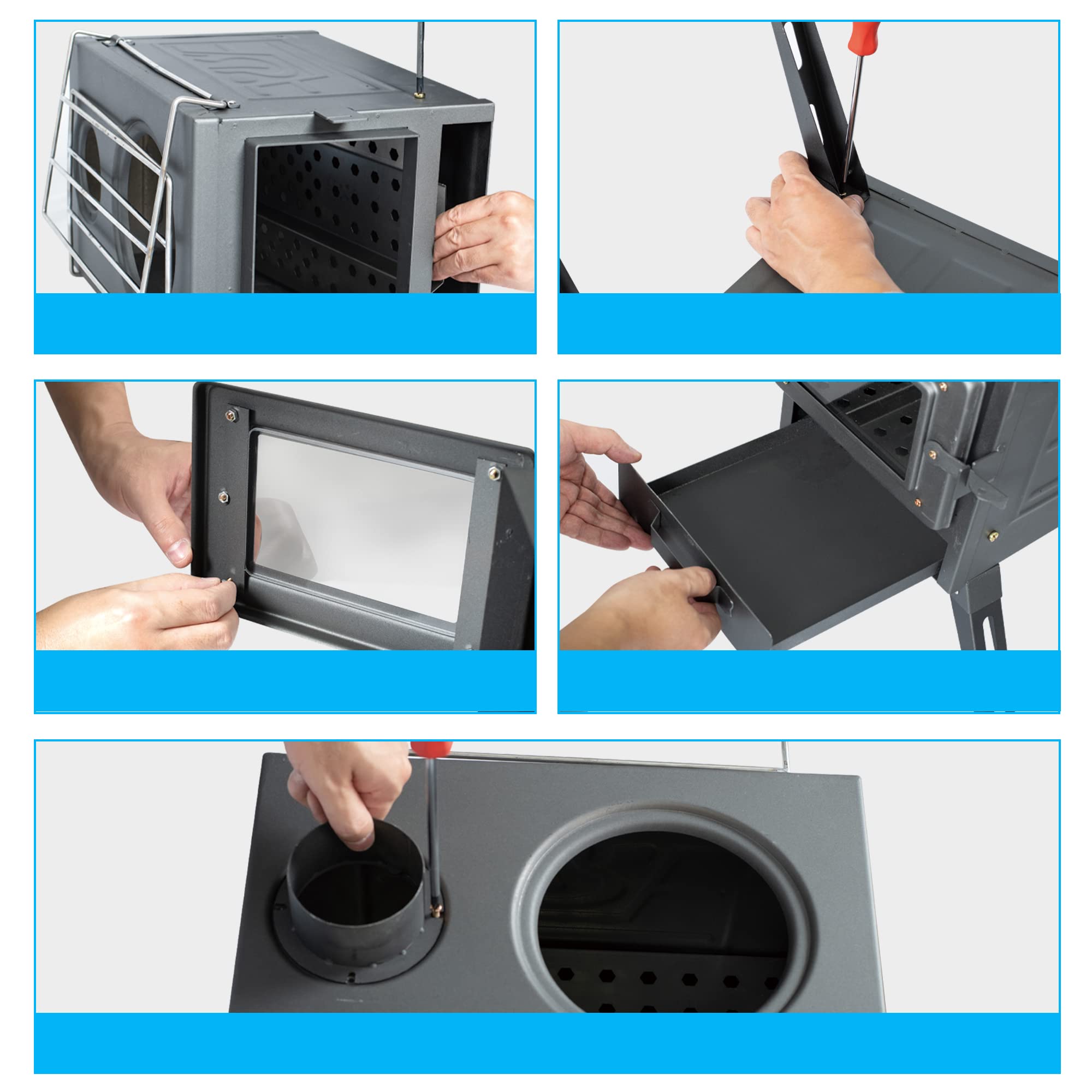 PMNY Wood Tent Stove with Large Firebox, Portable Wood Cook Stove Include Spark Arrestor and