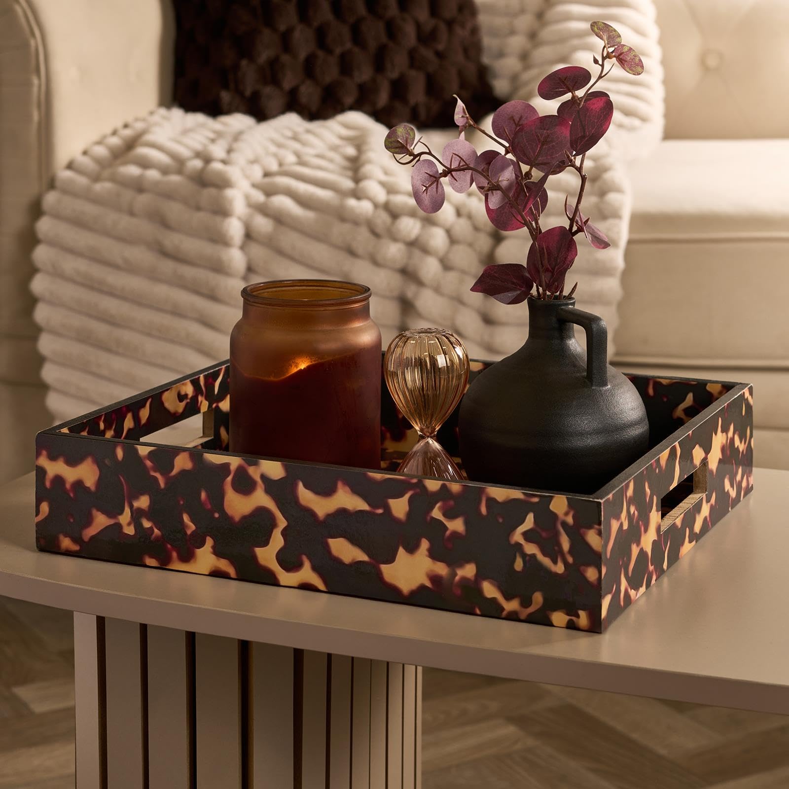 Ohs Faux Tortoise Shell Serving Tray Coffee Table Organiser Countertop Storage from B&Q