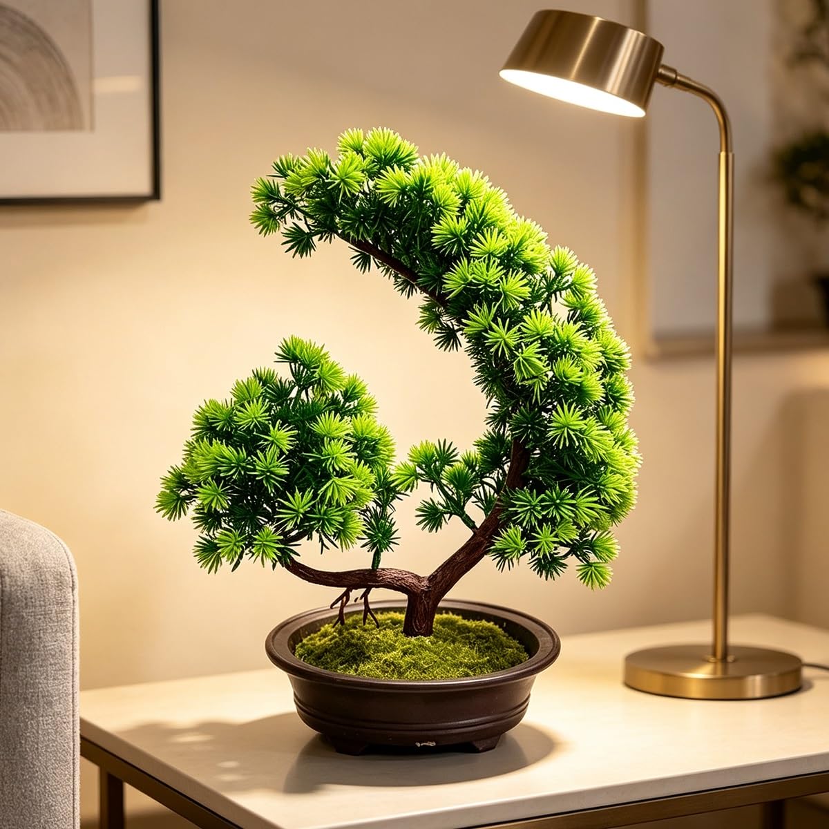 Mini Faux Arbre Artificiel Bonsaï Pin Bienvenue, Plantes Artificielles