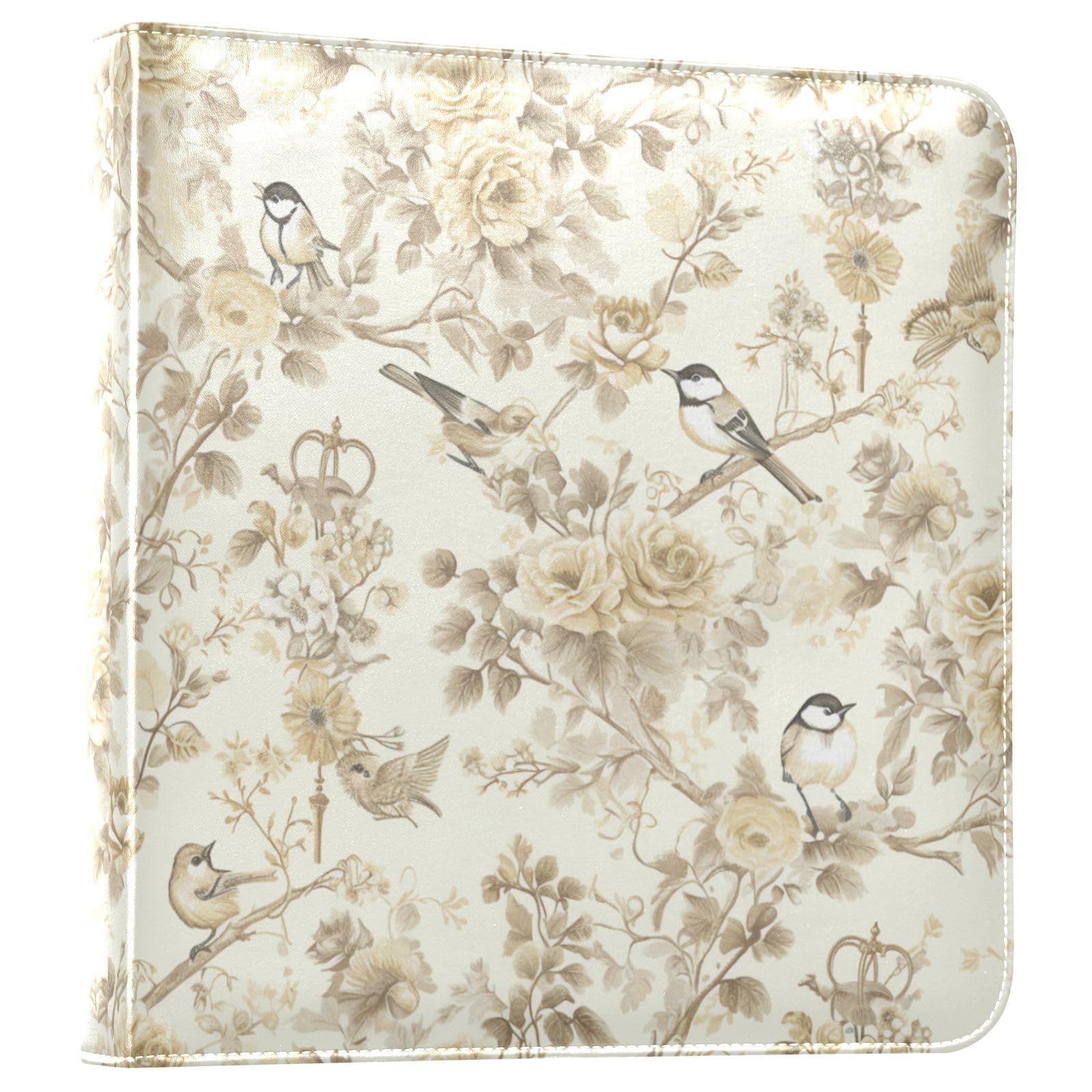 Kigai Flower Bird Photo Album Self Adhesive Scrapbook Album Leather Cover DIY Picture Scrap Book with 20 Adhesive Sheets, 11.8x24x0.8 inch
