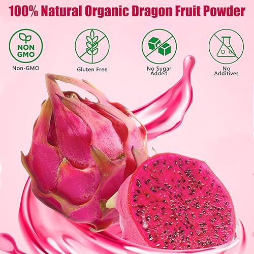 Miniatura 2 de NutraBloom Polvo de fruta del dragón, polvo de pitaya liofilizado orgánico puro natural, 4 onzas para batidos, postres y creaciones culinarias