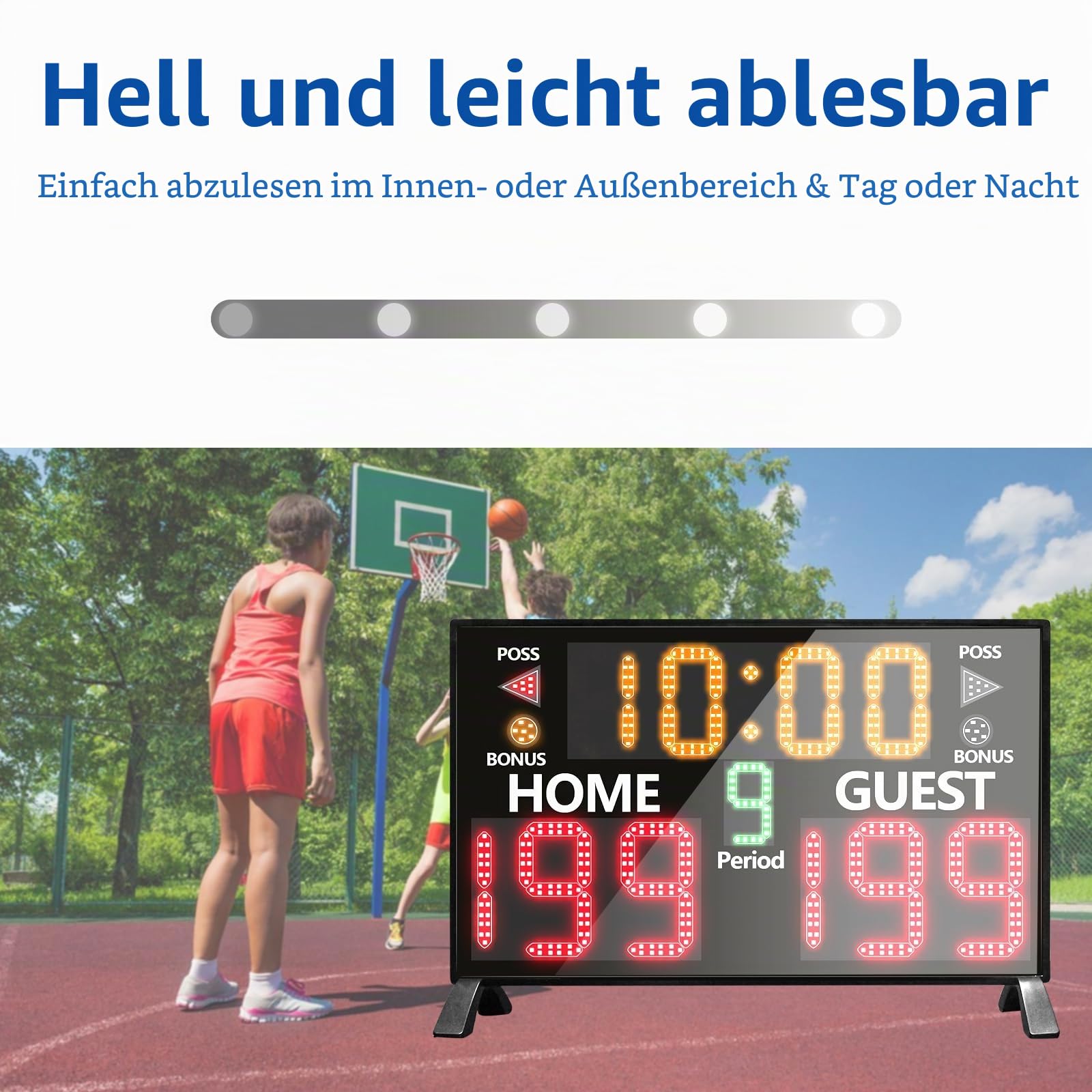 YZ Digitale Anzeigetafel mit Fernbedienung, tragbare Basketball-Anzeigetafel mit Timer-Uhr, elektronische Anzeigetafel mit Fernbedienung, Tisch-Anzeigetafel, Punktezähler für Outdoor-Spiele