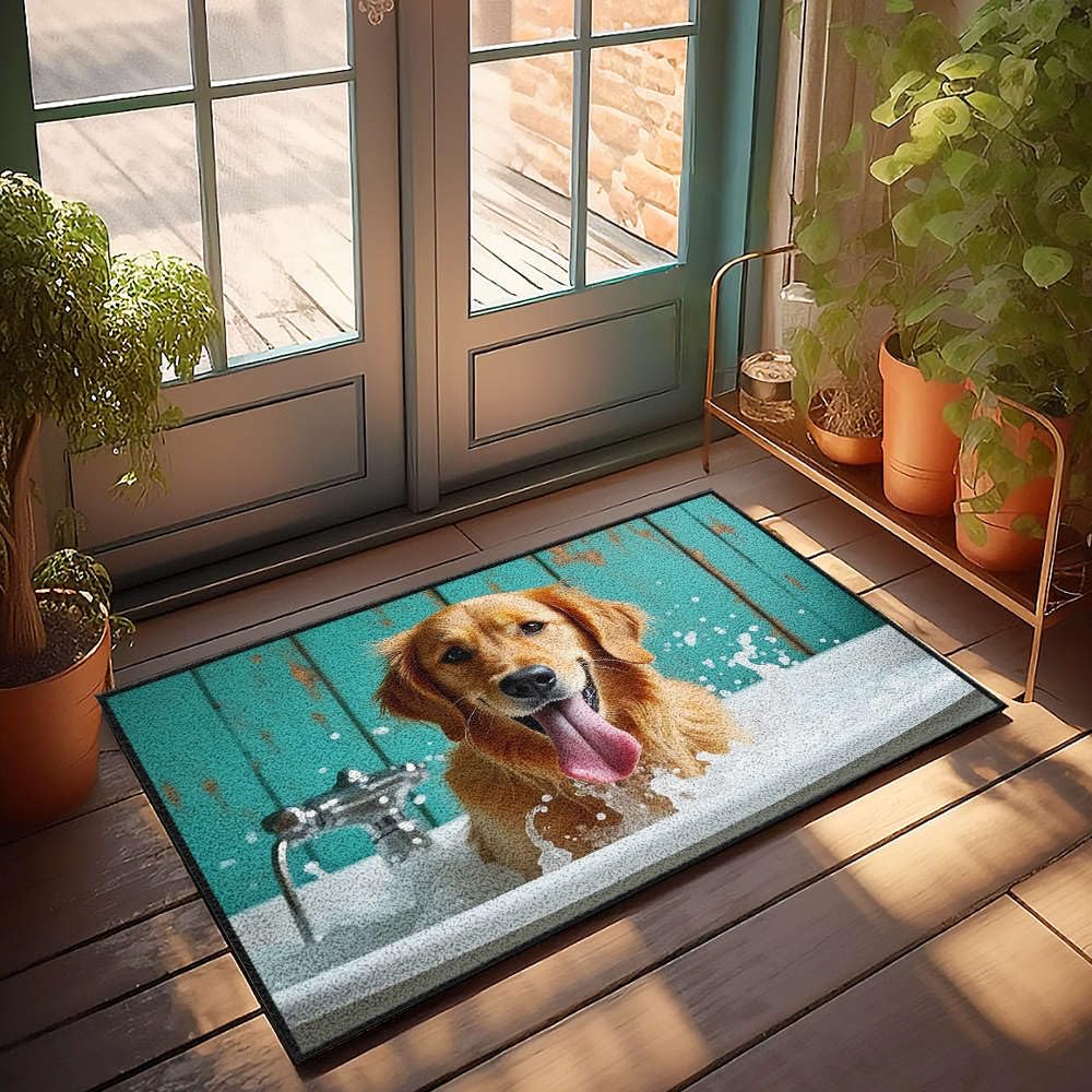 Paillasson d'extérieur Golden Retriever grand tapis entrée intérieur 65x90 cm