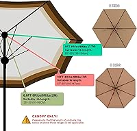 Vista 5 de Toldo de repuesto para sombrilla de patio de 6.6 pies, 9 pies/10 pies, 6 varillas / 8 varillas de repuesto para sombrilla de mesa de mercado