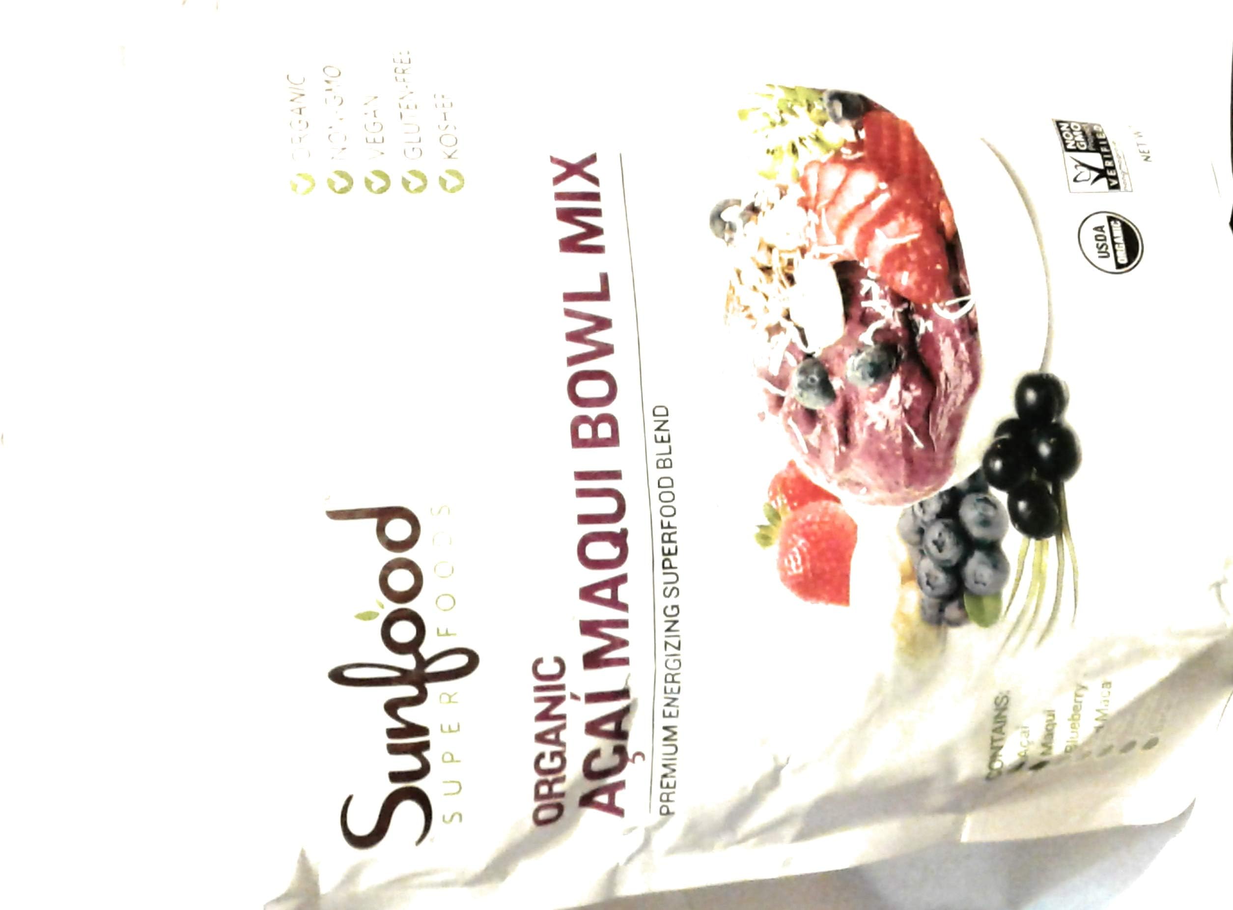 Sunfood Super Foods Acai Maqui Bowl Mix, Organic, 14oz (397g)