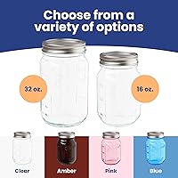Vista 7 de Wallaby Tarros transparentes de boca ancha de 32 onzas con tapa y bandas de sellado, recipiente de vidrio hermético para enlatar, conservar