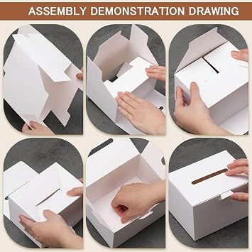 Fullhawl 24 Pack Ballot Raffle Box White Suggestions Donations 6 x 4.5 x 4 Inch Cardboard Box with Removable Header Charity for Fundraising Collecting Business Card Voting Contest