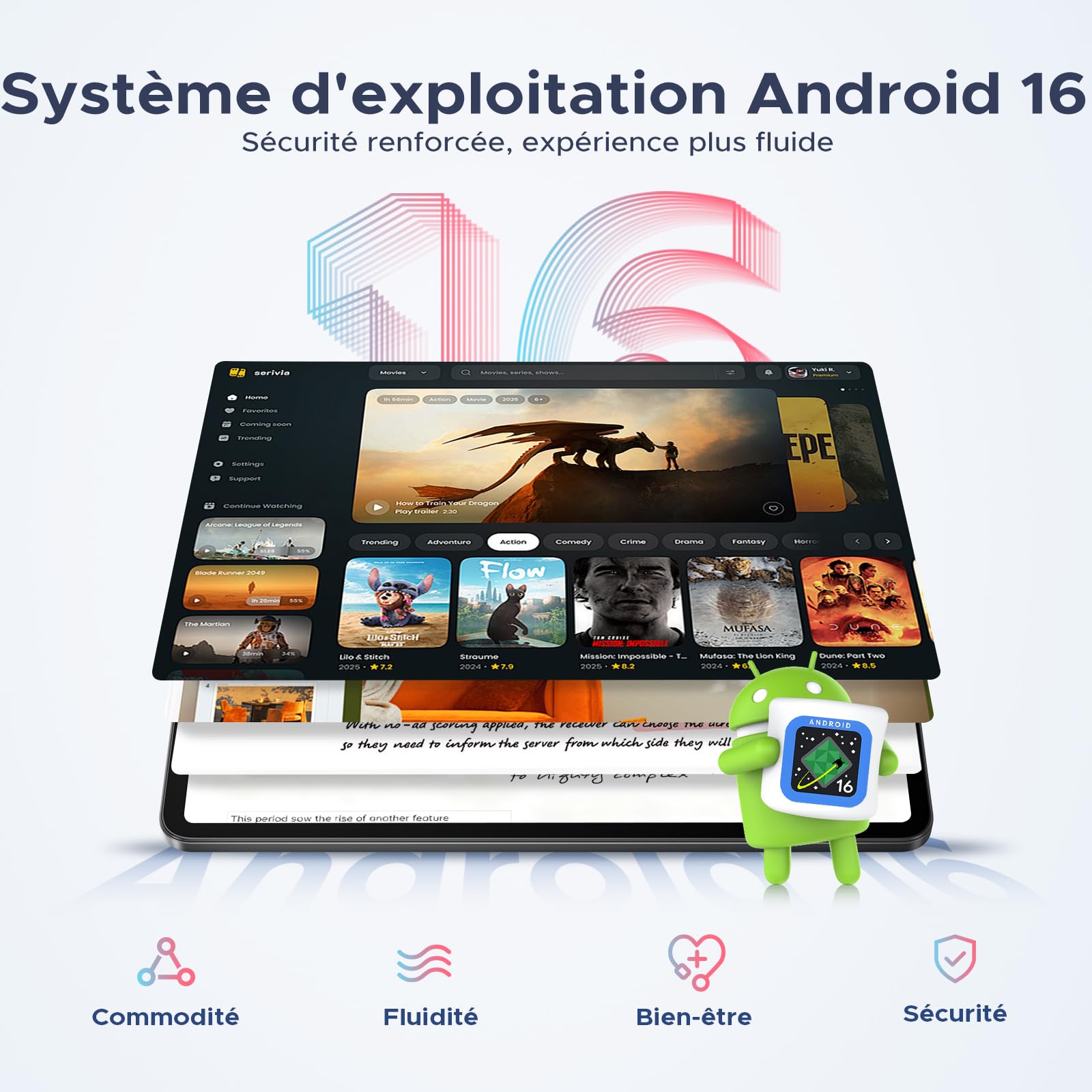 P12 Pro Tablette 12 Pouces, 12000 mAh Tablette Android 16, 48Go RAM+256Go ROM/2To TF, T7300 Octa-Core, Gemini AI, 2,4K/120Hz, 13MP, 4G LTE/Face ID/OTG/GPS/FM, Tablette avec Clavier et Stylet
