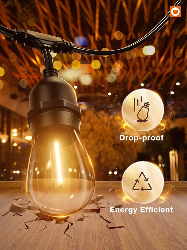 Luces de cadena LED addlon 24 pies, estilo Edison, a prueba de clima miniatura 2