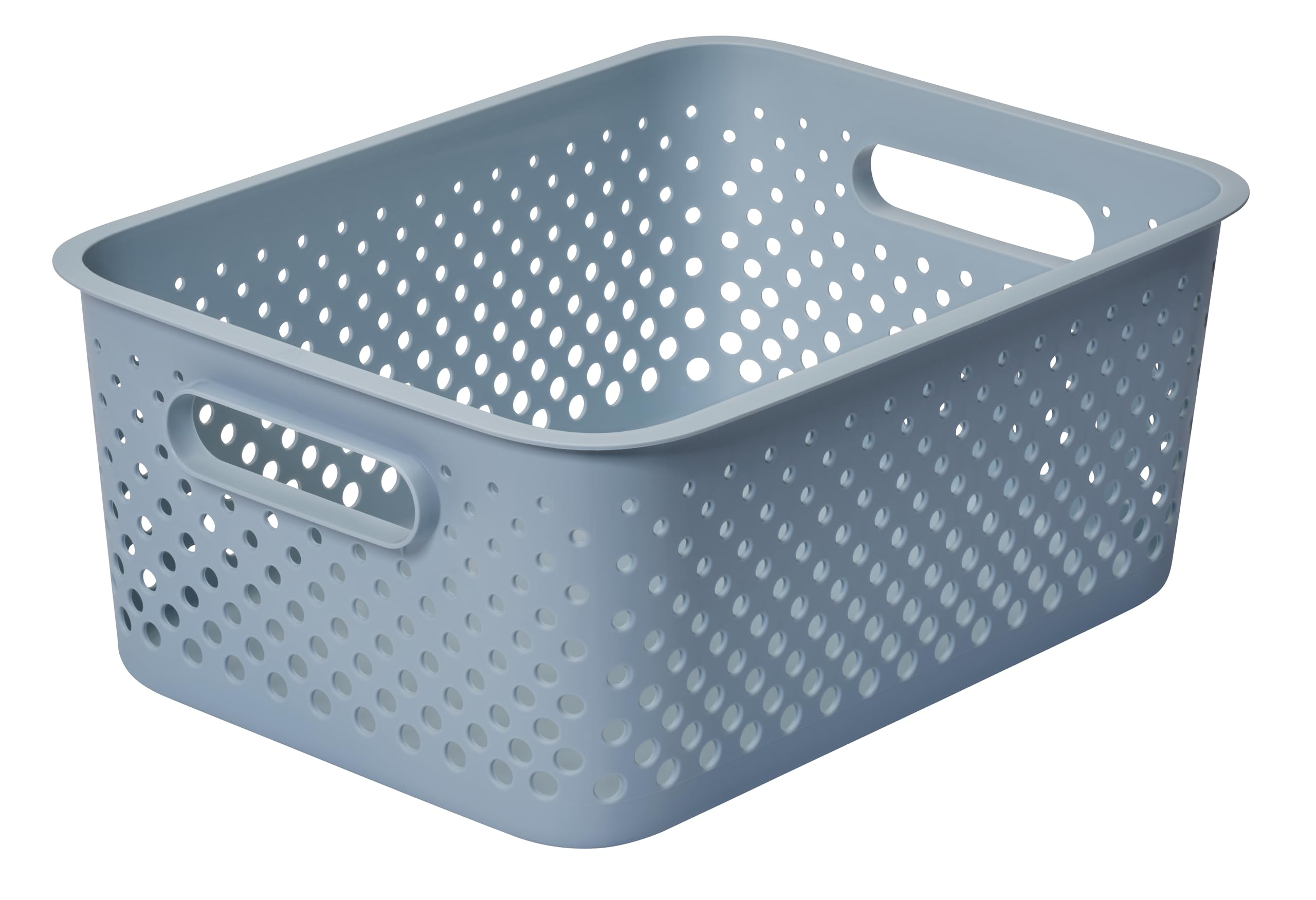 SmartStore Plastikowy kosz do przechowywania z uchwytami, średni 11,4 l, trwały, z recyklingu i zrównoważony, niebieski, organizer domowy na półki, do kuchni, łazienki + 10-letnia, kosz do