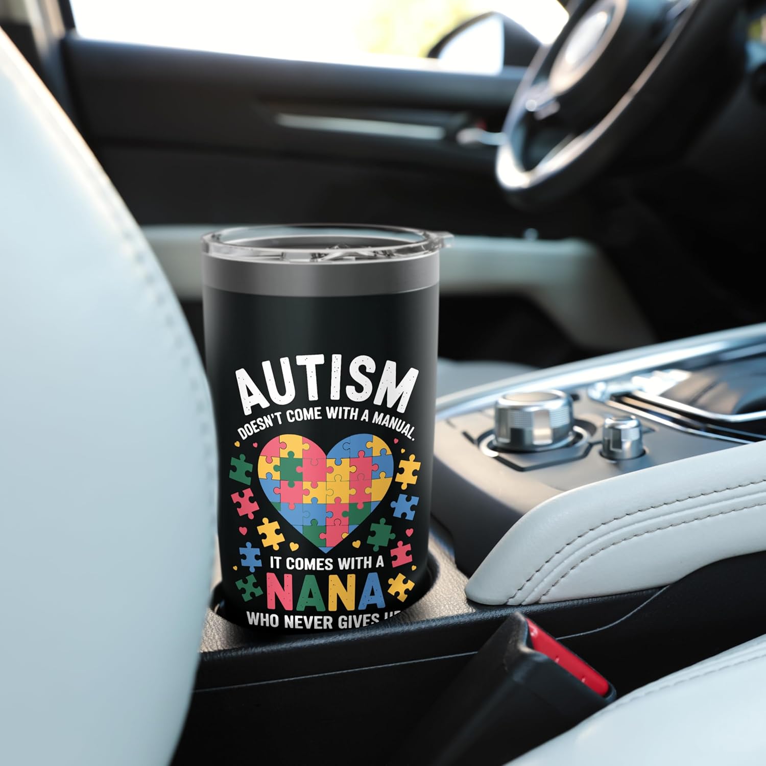 Autism Nana Doesn't Come with a Manual Puzzle Heart Women Stainless Steel Insulated Tumbler - Image 6