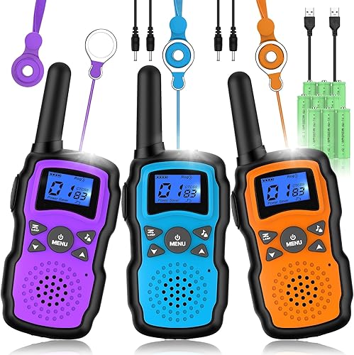 Wishouse Walkie Talkies para niños, adultos, radio de 2 vías de largo alcance recargable, juguetes para niños de 4 a 12 años con linterna cargador