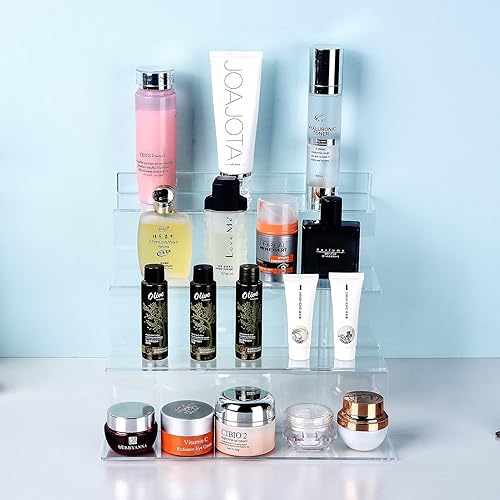 Miniatura 6 de Organizador de perfumes, organizadores acrílicos de 4 niveles, estante de exhibición de acrílico transparente con tapetes antideslizantes, pequeño