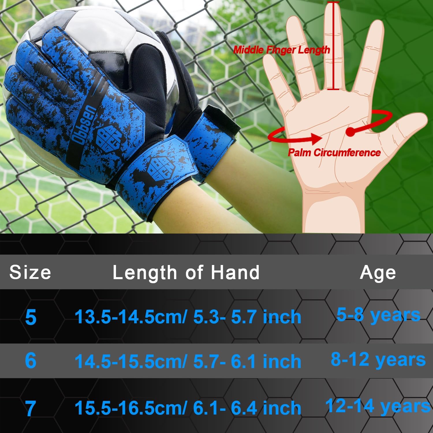 Soccer Goalie Gloves for Kids, Youth&Adult Soccer Goalkeeper Gloves, Strong Grip Goalkeeping Gloves with Finger Protection, Men/Women/Boys/Girls - Image 6