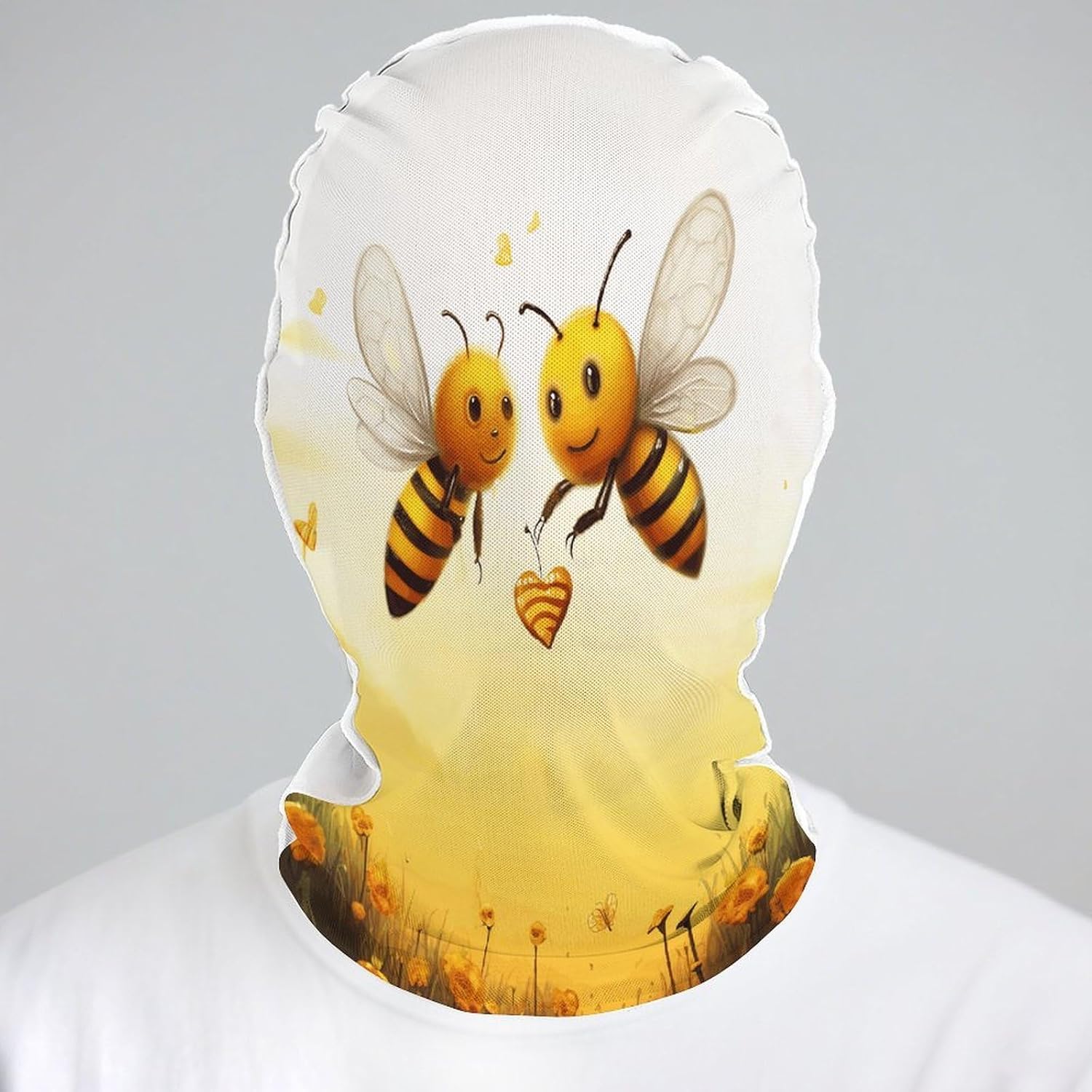 Bee Love Honey Balaclava Mesh Print Funny Face Mask Breathable Ski Masks Personalized Sun Protection Full Face Covers Neck Gaiter Windproof Head Masks for Pranks&Outdoor image 5
