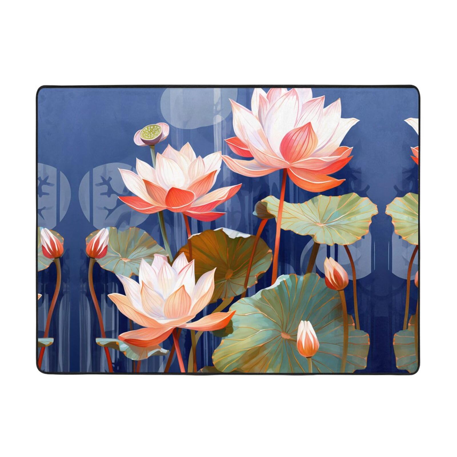 Botanical Floral Flannel Non-Slip Rug With Memory Foam,Ultra-Soft Reversible Floor Mat, Absorbent Washable Anti-Skid Backing,Wrinkle-Free Design(63x47.2in)