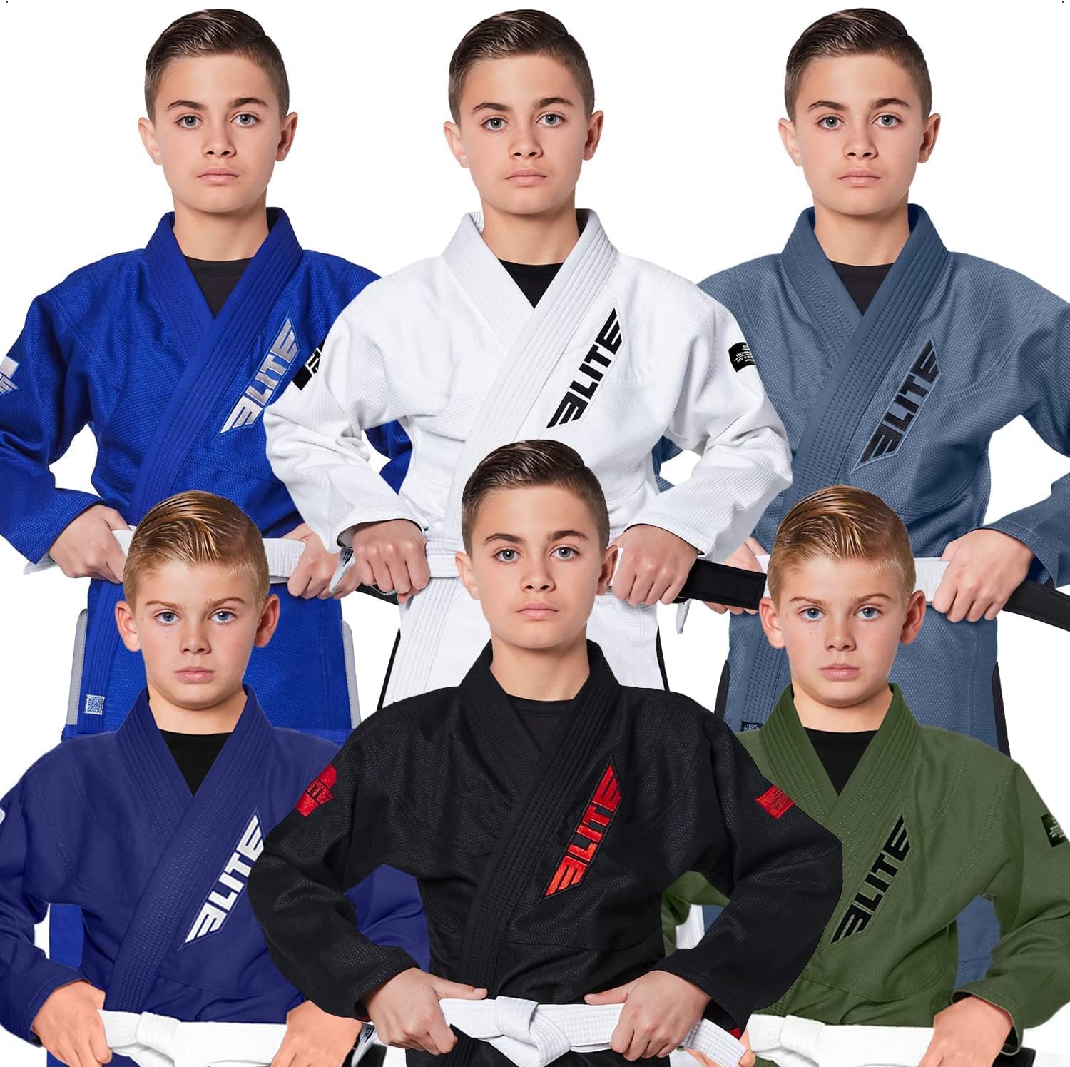 IBJJF Ultra Light BJJ Brazilian Jiu Jitsu Gi for Kids with Preshrunk Fabric and Free Belt