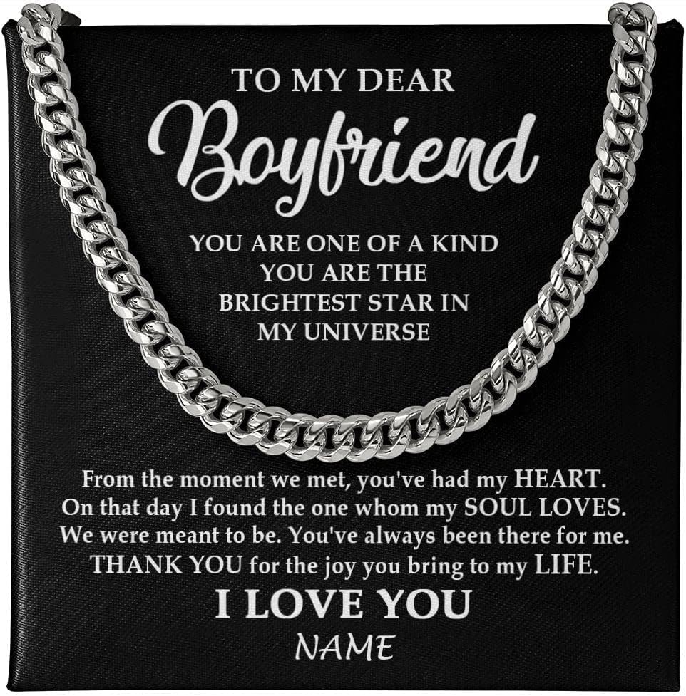 Yametee Personalized To My Boyfriend Necklace From Girlfriend You Are One Of A Kind Boyfriend Birthday Valentines Christmas Customized Gift Box Message Card