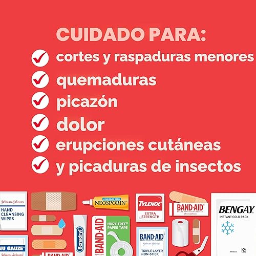 Miniatura 6 de Kit de primeros auxilios compacto portátil multiusos para cortes menores, rasguños, esguinces y quemaduras, perfecto para el hogar, automóvil