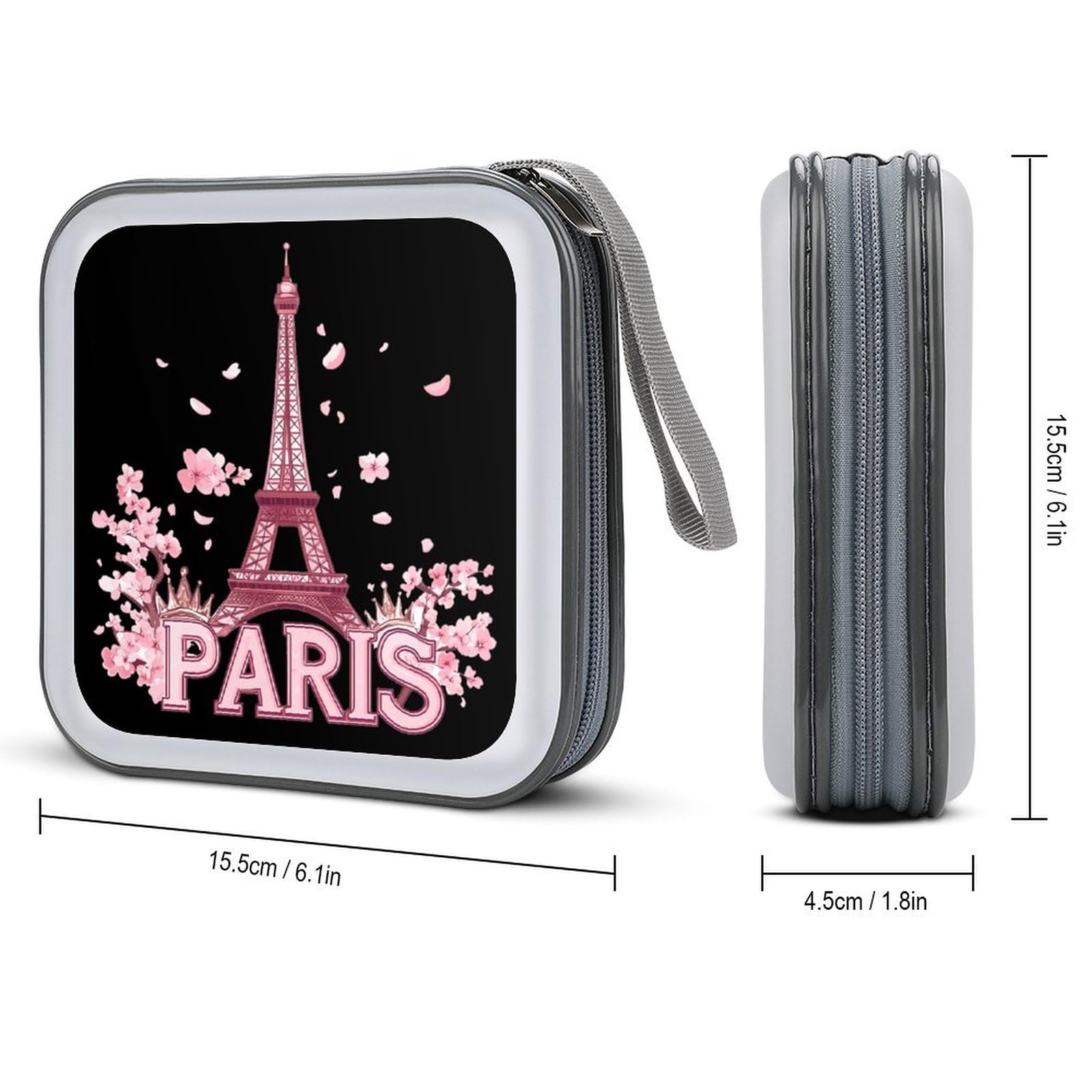 Paris Eiffel Tower CD Case Plastic DVD Case Holder Wallet Disc Storage Organizer for Car Travel