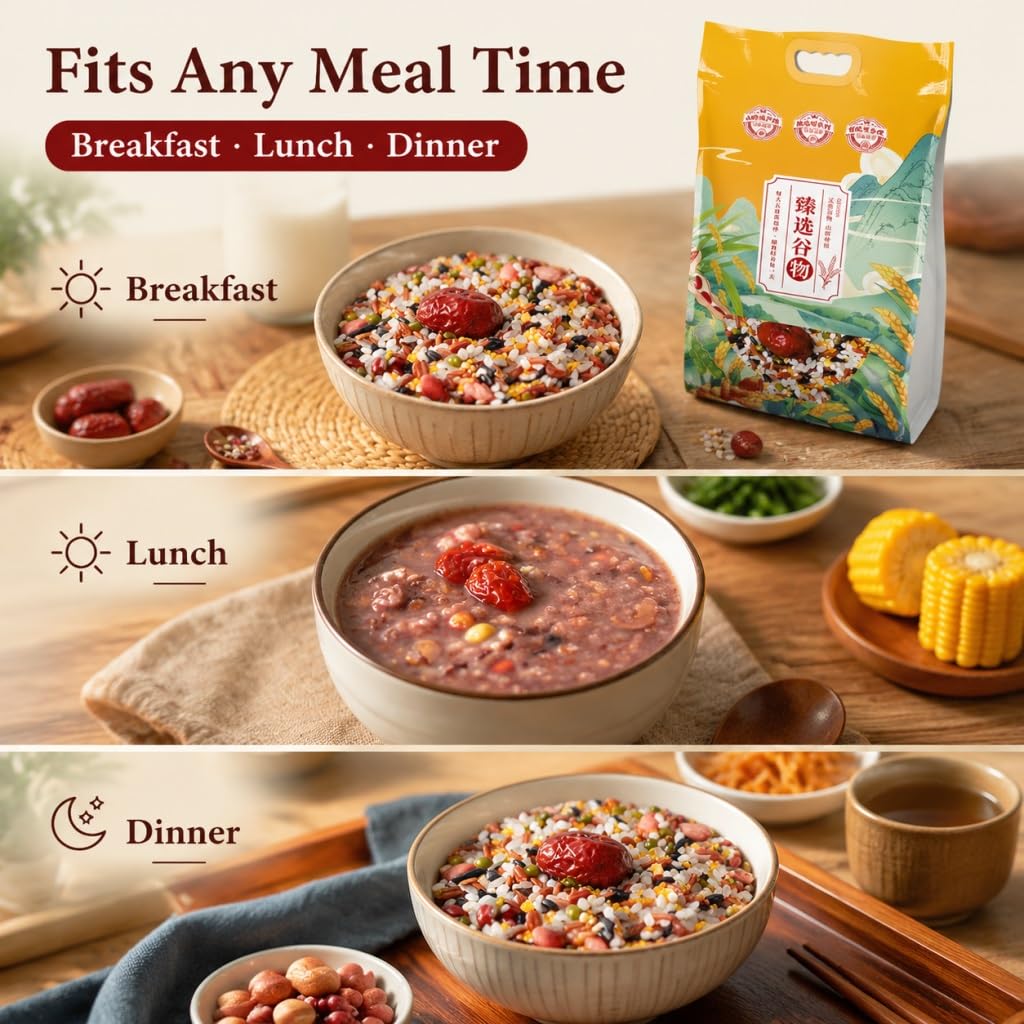 Mezcla De Gachas Avena Eight Treasures 2500 G - Nutritiva Varios Cereales For Uso Doméstico Y Comercial Ingredientes Cocción Fáciles For El Desayuno, Almuerzo La Cena