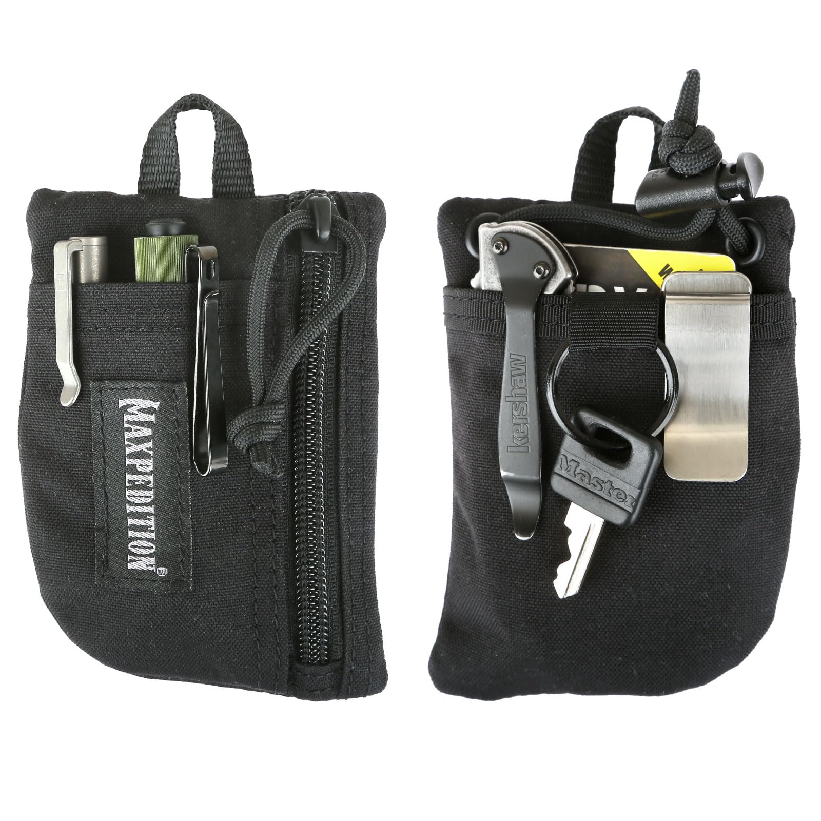 MAXPEDITION Platy Organiseur de poche, pochette à outils EDC durable pour homme, portefeuille tour de cou avec cordon en paracorde, peut contenir une lampe de poche, des outils multiples, un stylo, un