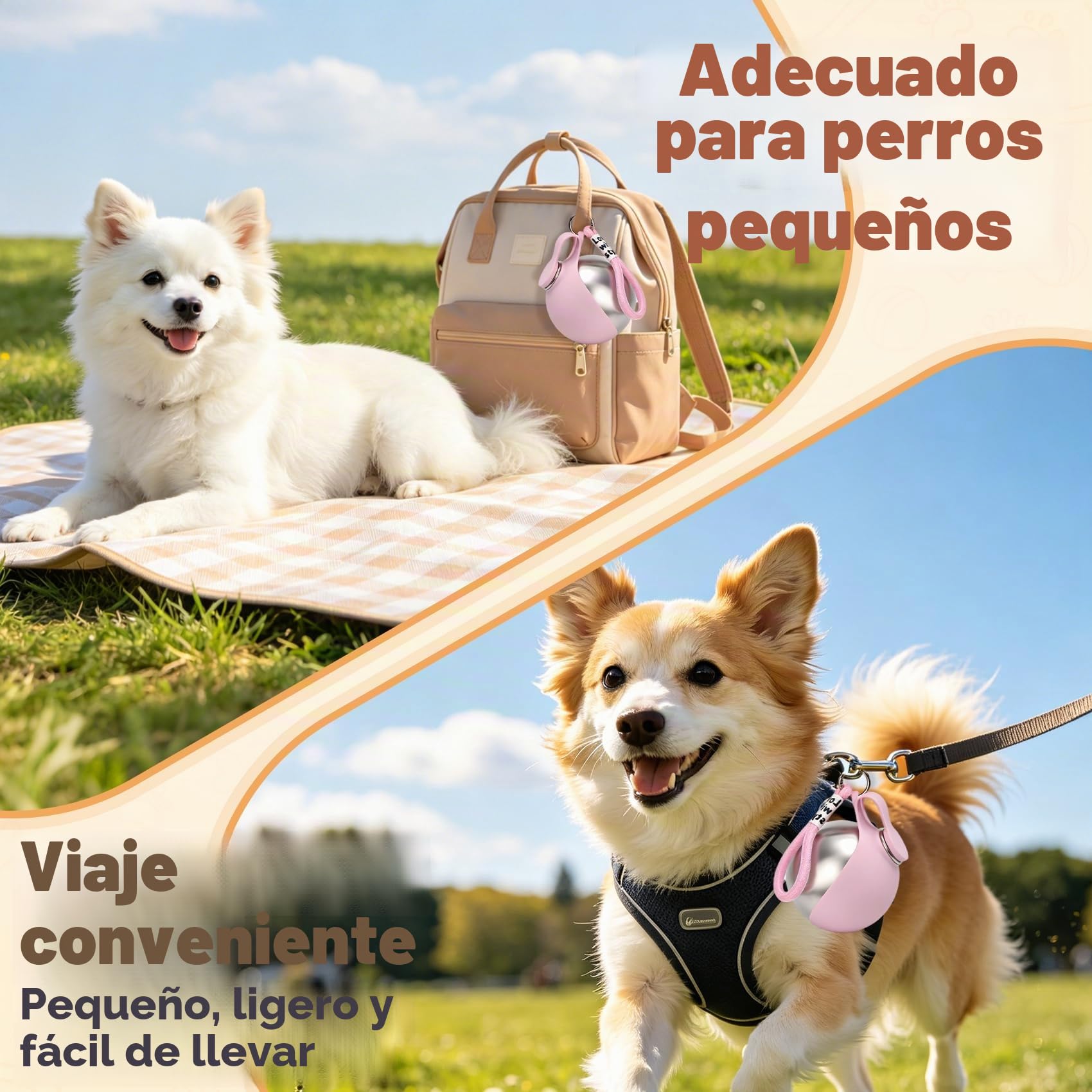 Bebedero Portátil para Perros, 285ml Botella de Agua para Perros de Acero Inoxidable, Botella Antifugas con Cuenco Plegable de Silicona, Botella de Agua Portátil para Pasear, Viajar y Acampar