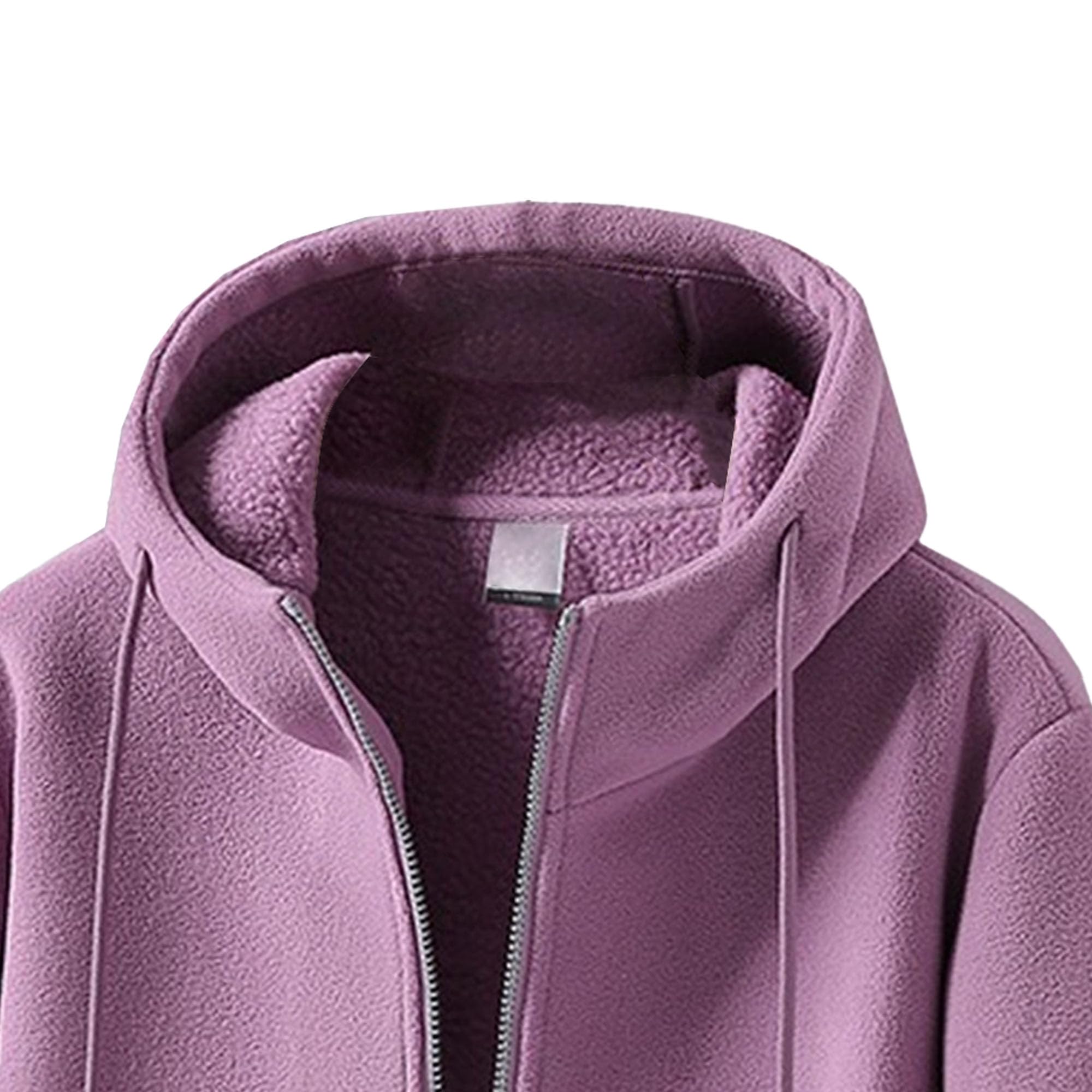 Men's Winter Warm Zip Up Hoodie Heavyweight Fleece Hoooed Sweatshirt Trendy Zip Up Fleece Fashion Outfits (Purple,5X-Large)