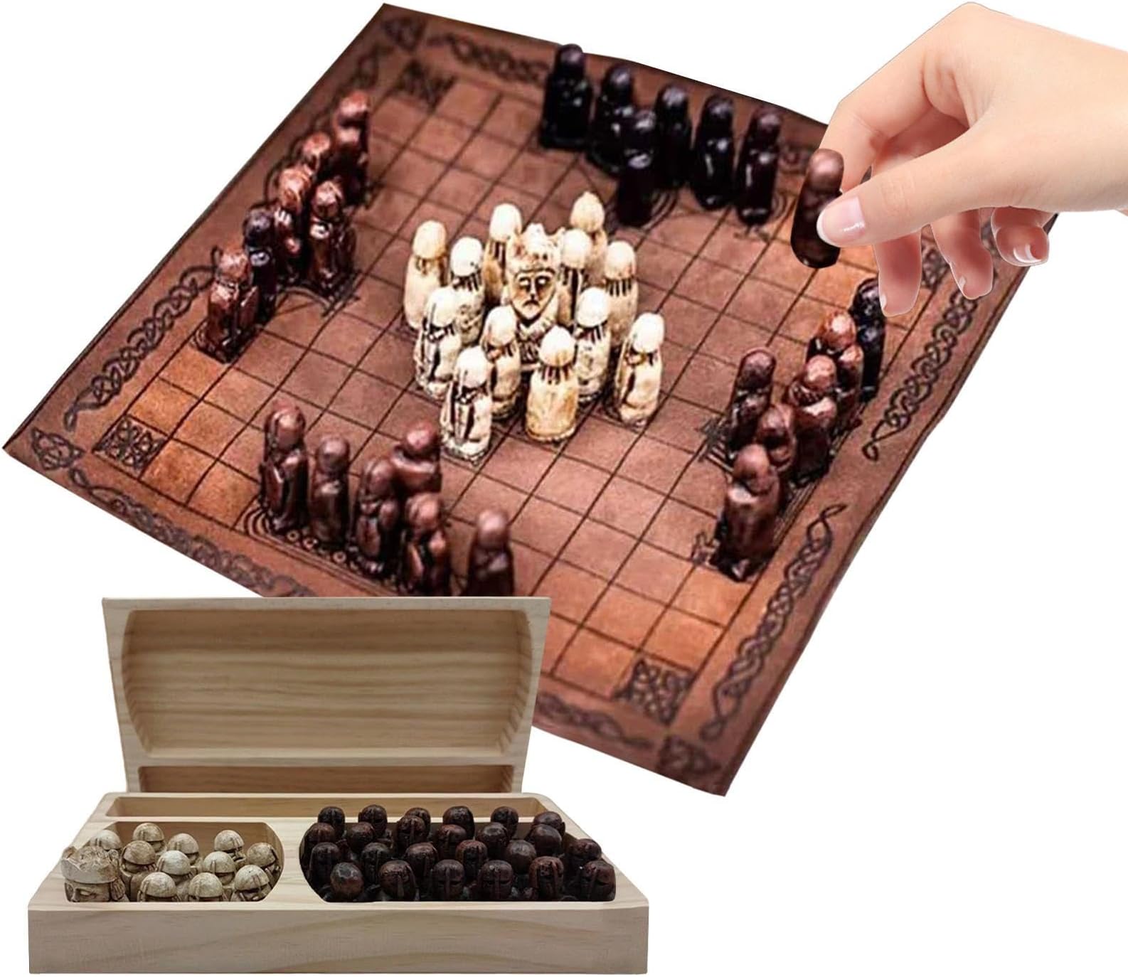 Hnefatafl Chess Set – Resin Board Game With King, Soldiers & 22×22cm Board | Traditional Strategy Game For Adults & Kids | Smooth Durable Pieces | Unique Gift For History Lovers
