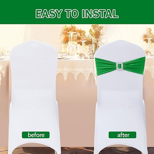 Vista 48 de Joccun 30 cintas elásticas de elastano para silla con hebilla deslizante, lazos elásticos universales para sillas para bodas, banquetes, fiestas