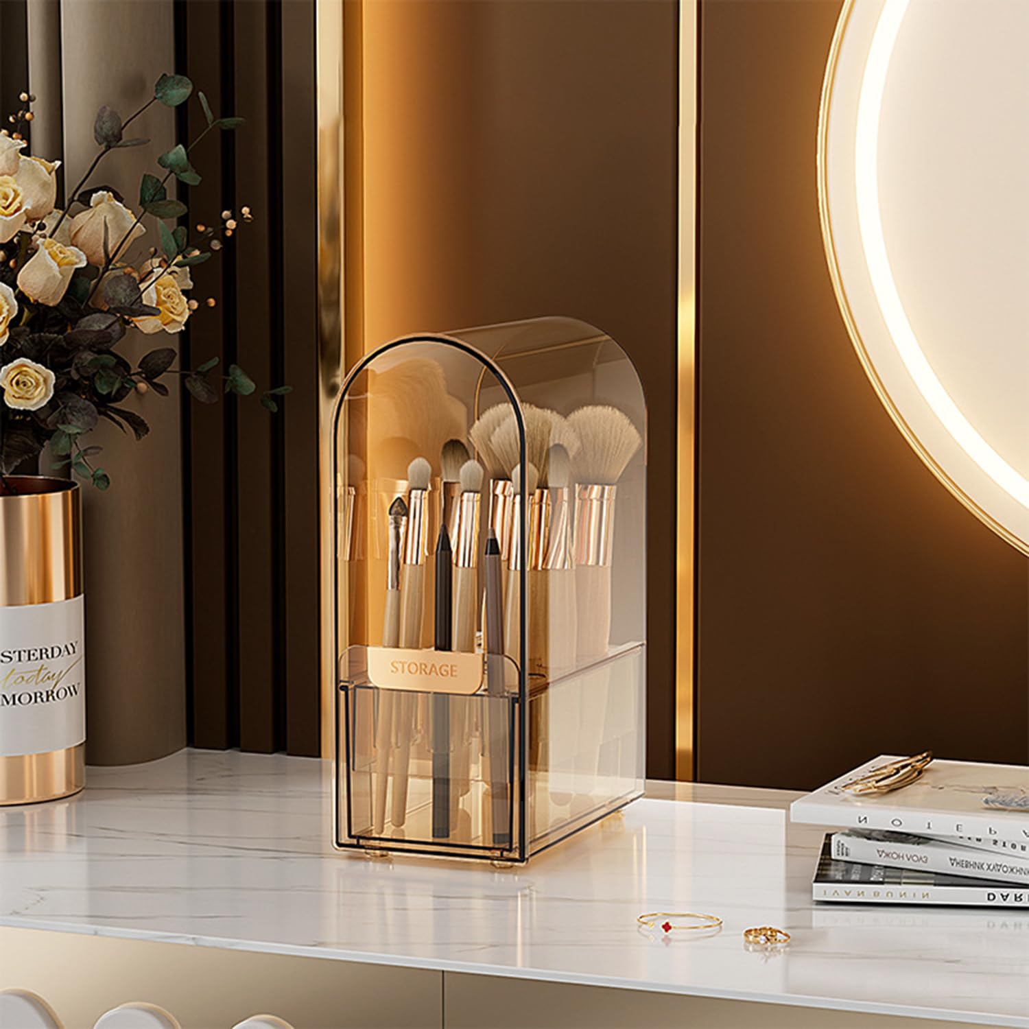 Makeup storage box, transparent acrylic cosmetics and jewelry display cabinet, can be freely combined, suitable for decoration on dressing tables, bathrooms, and entrances (Style 3)