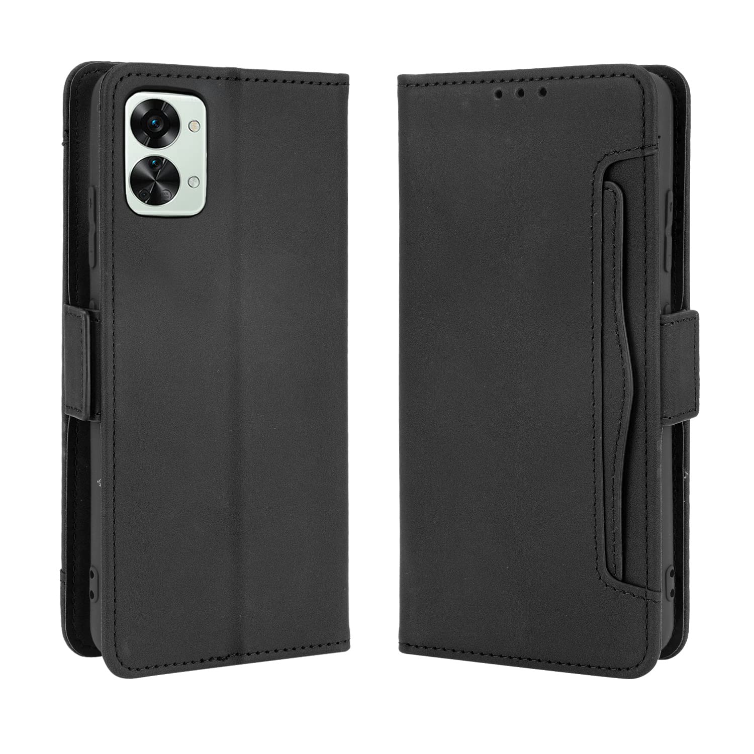 Custodia A Portafoglio Asuwish Per OnePlus Nord 2T 5G Con 6 Slot Per Carte E Vetro Temperato - Flip Cover Con Cinturino E Supporto, Protezione Completa - 2