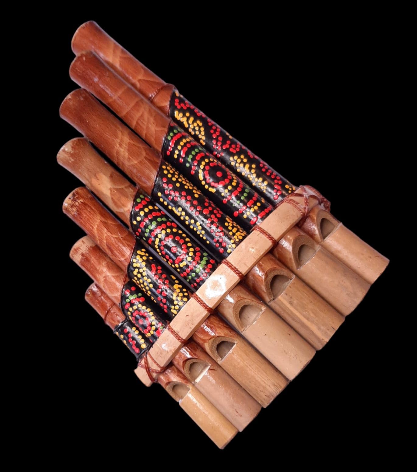 Flûte de pan Péruvienne Artisanale Décorée 7 notes Bambou musique yoga