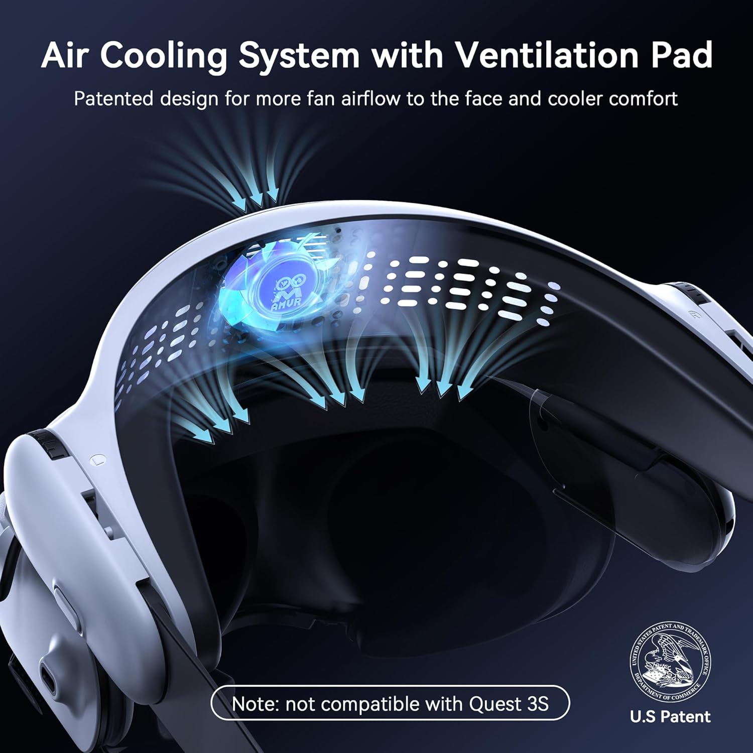 AMVR BS1 Rechargeable Battery Head Strap Compatible with Meta Quest 3 + Charging Dock for BP1 Battery Pack