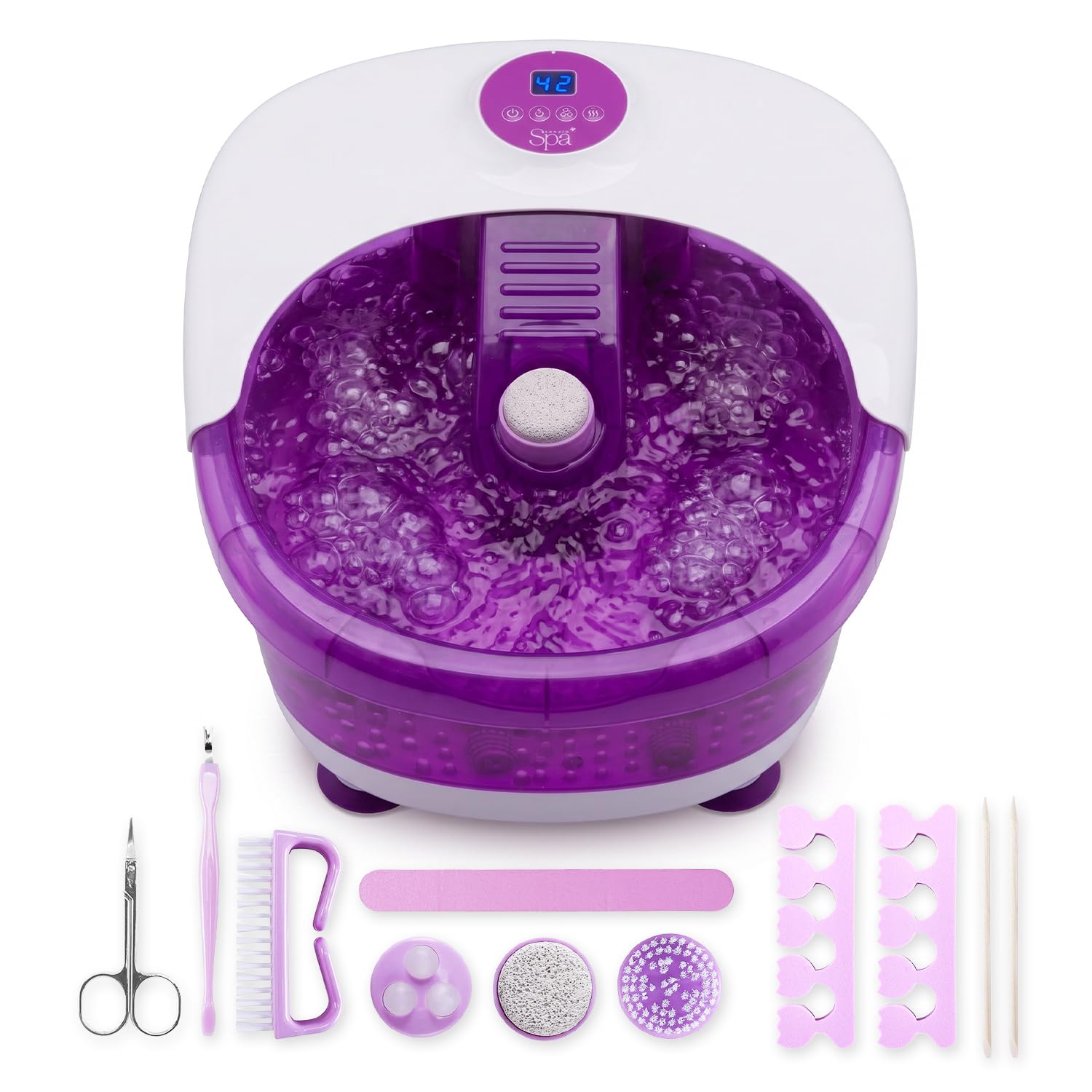 Sensio Luxury Foot Spa Massager Pedicure Bath - Digital Touch Screen Temperature Control – Nine Pedicure Plus Three Massage Accessories - Pamper Your Feet with Heat, Bubbles and Massaging Tools-image-27