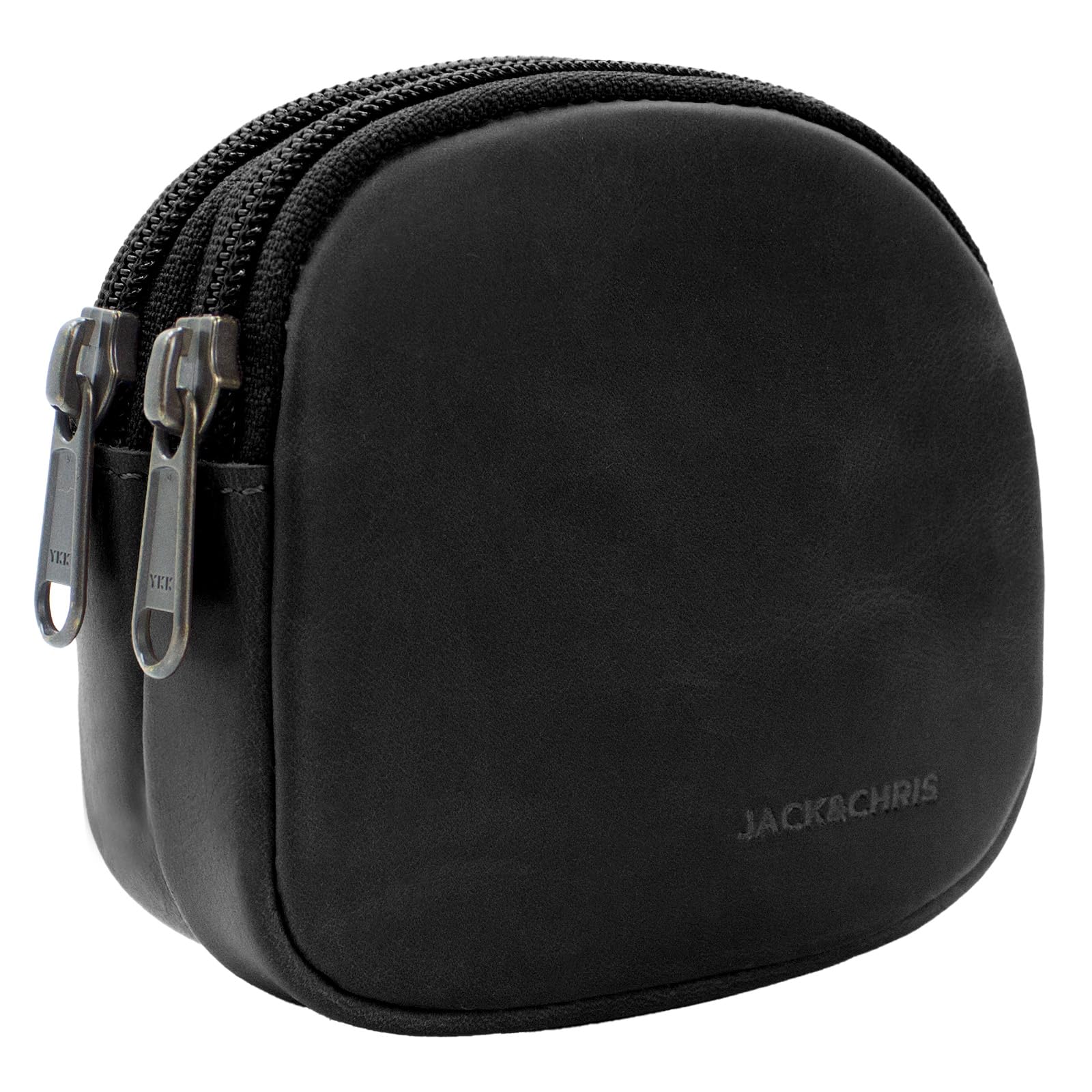 Jack&amp;Chris Coin Purse for Men, Genuine Leather Mini Coin Wallet Zipper Pocket with Back Belt Loop, Coin Bag for Men