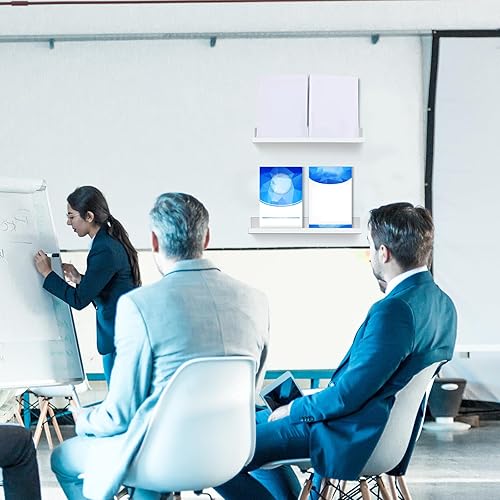 Miniatura 5 de Lincia 2 estantes magnéticos para pizarra blanca, de metal, flotante, magnético, para la oficina del profesor (17 x 2.4 x 2 pulgadas, blanco)