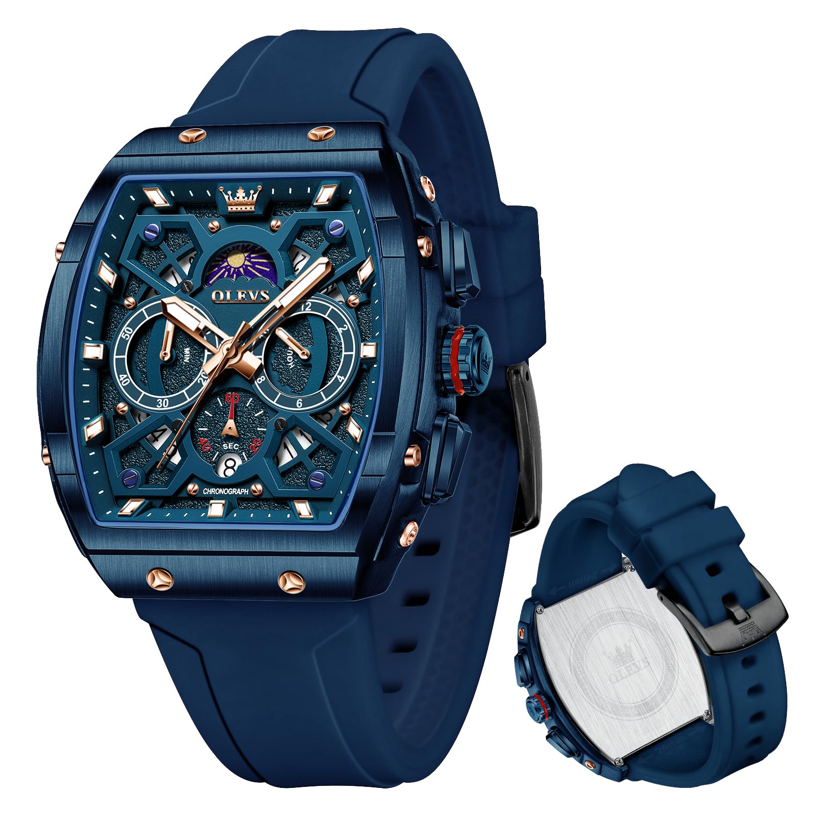 OLEVS Herrenuhr Quarz mit Datum Silikonarmband Armbanduhr für Herren modern | OLEVS Quarzuhren bieten pflegeleichte Gummi-Armbänder sowie sechs Zeiger und Datum für Arbeit und Freizeit silikon armband