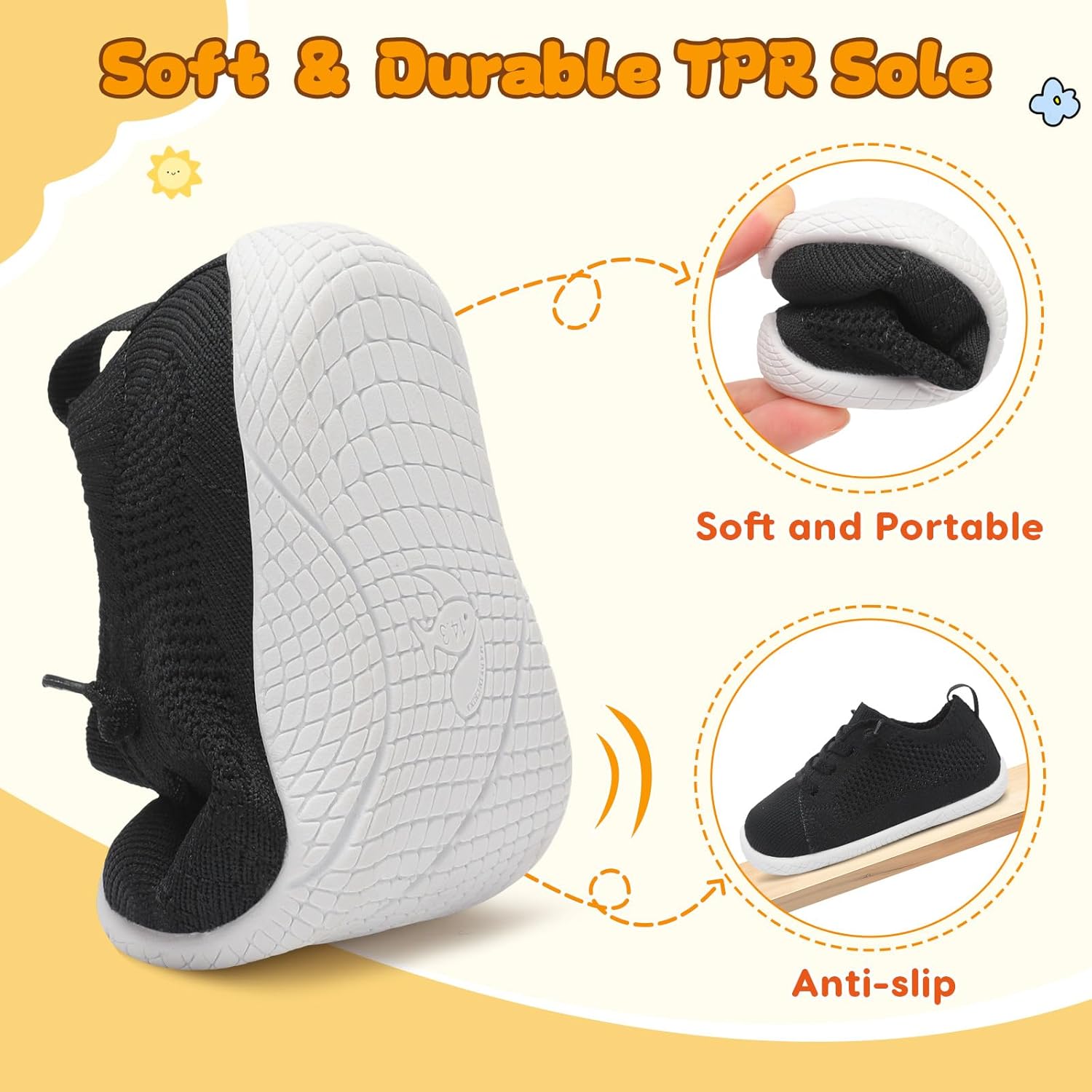 LeIsfIt Toddler Walking Shoes Boys Girls Slip-On Barefoot Shoes Kids Breathable Sneakers Non-Slip Lightweight Tennis Shoe - Image 3