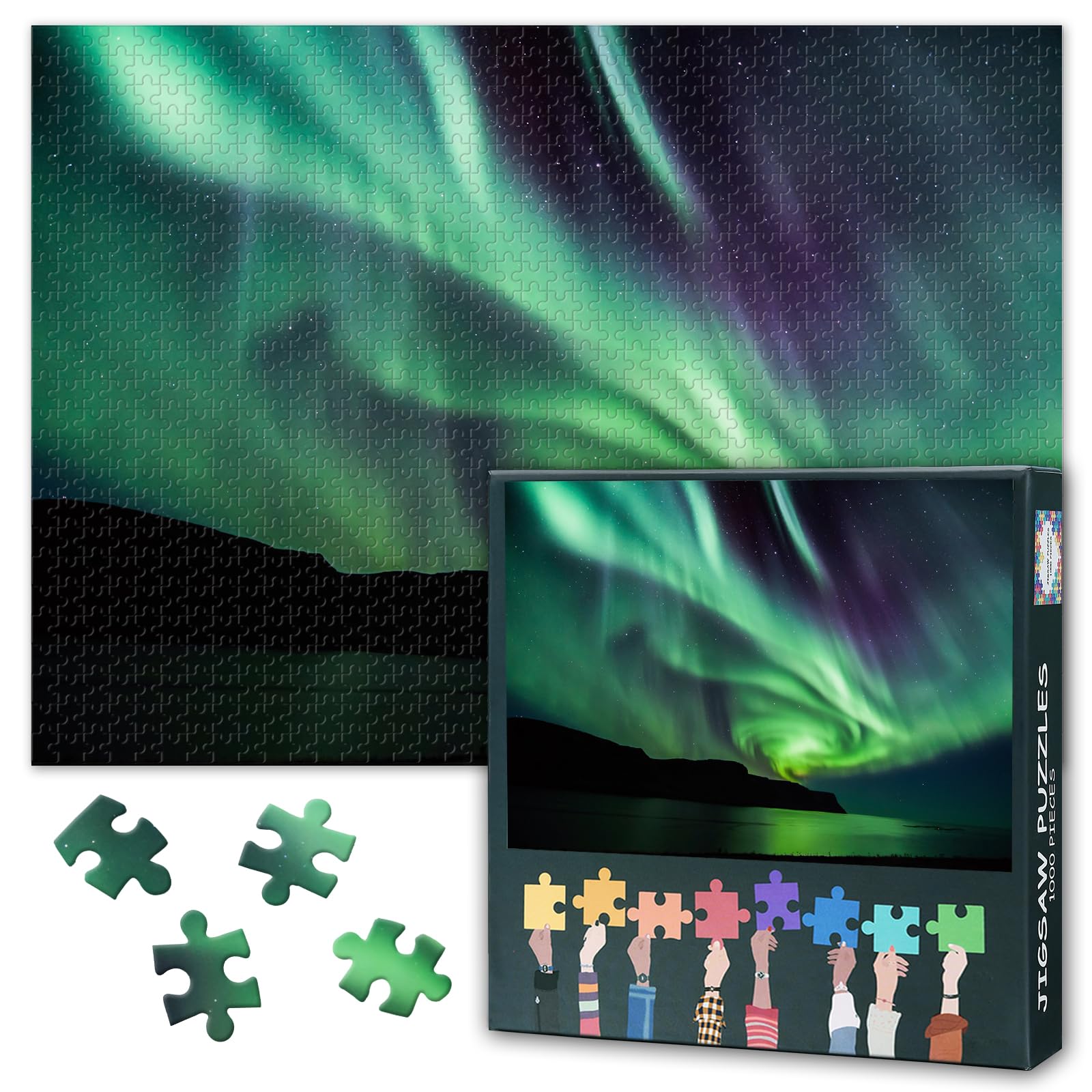 Icelandic Puzzles for Adults 1000 Pieces, Aurora Borealis Jigsaw Puzzles, Northern Lights Adult Puzzle for Adults, Educational Fun Games or Toys for Elders Friends 20X27 INCH โ image 1