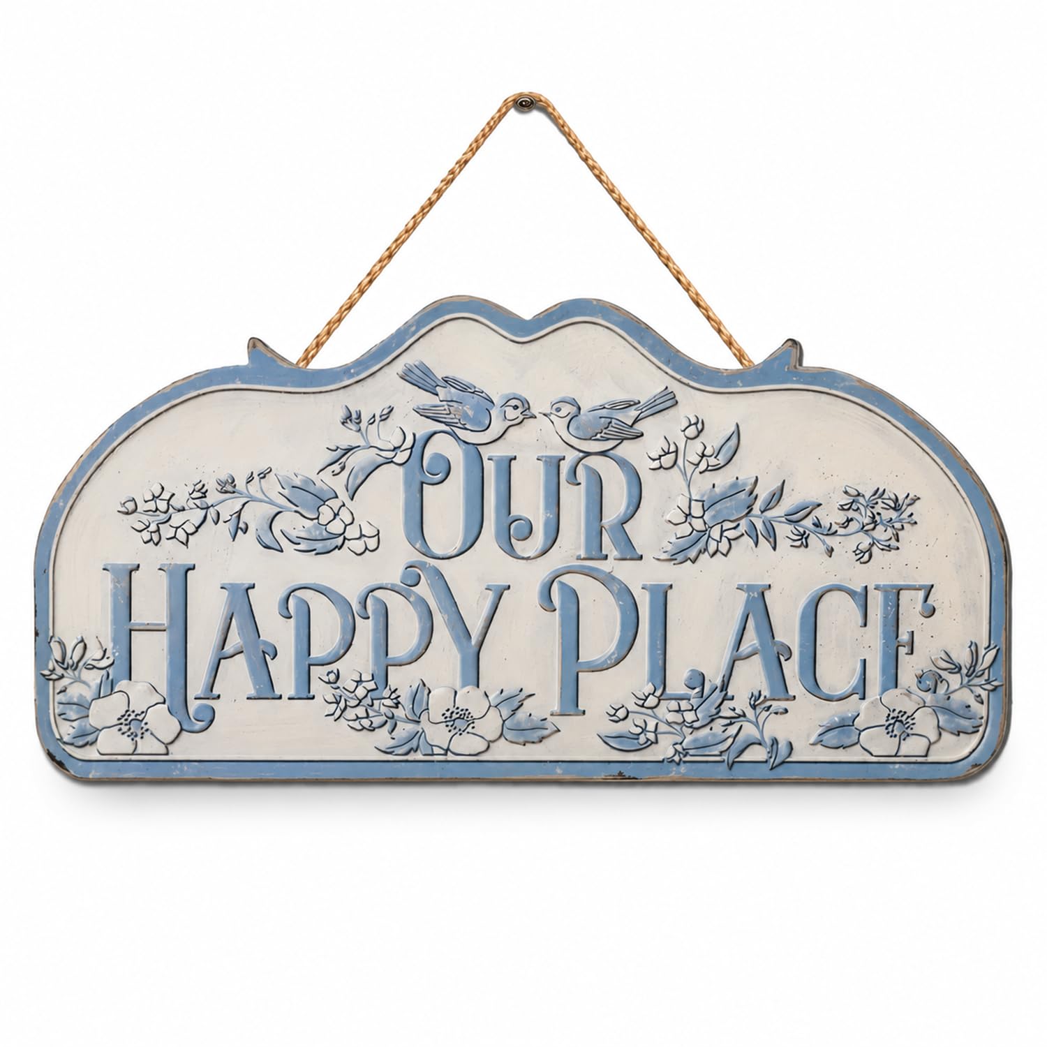 Garden Sign Wooden Plaque, Happy Place Wall Decor for Outdoor Garden — image 1