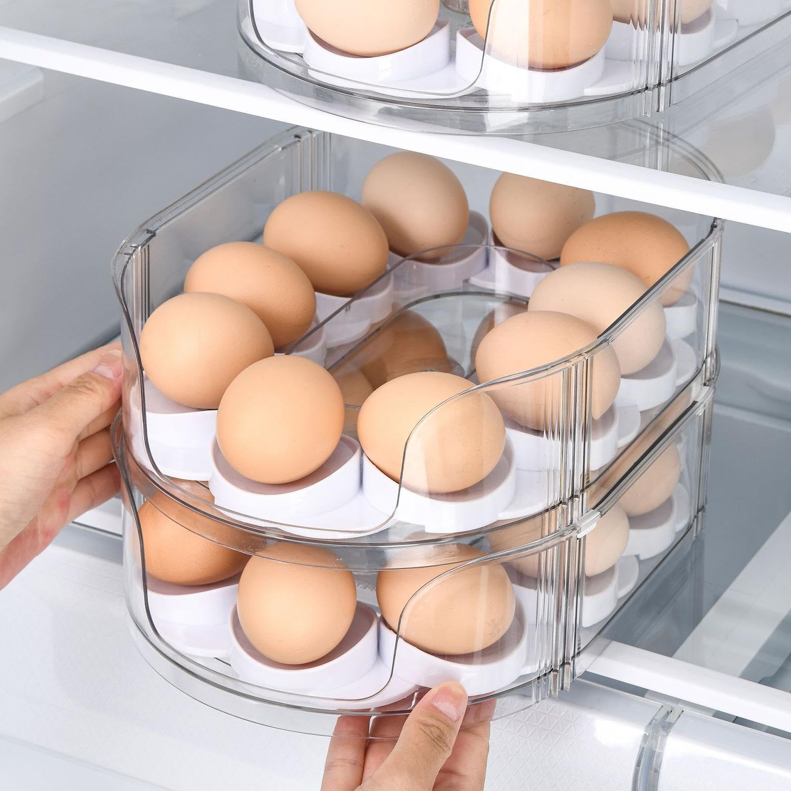 Eierablage Organizer Für Kühlschrank Transparente 2-lagige Stapelbare