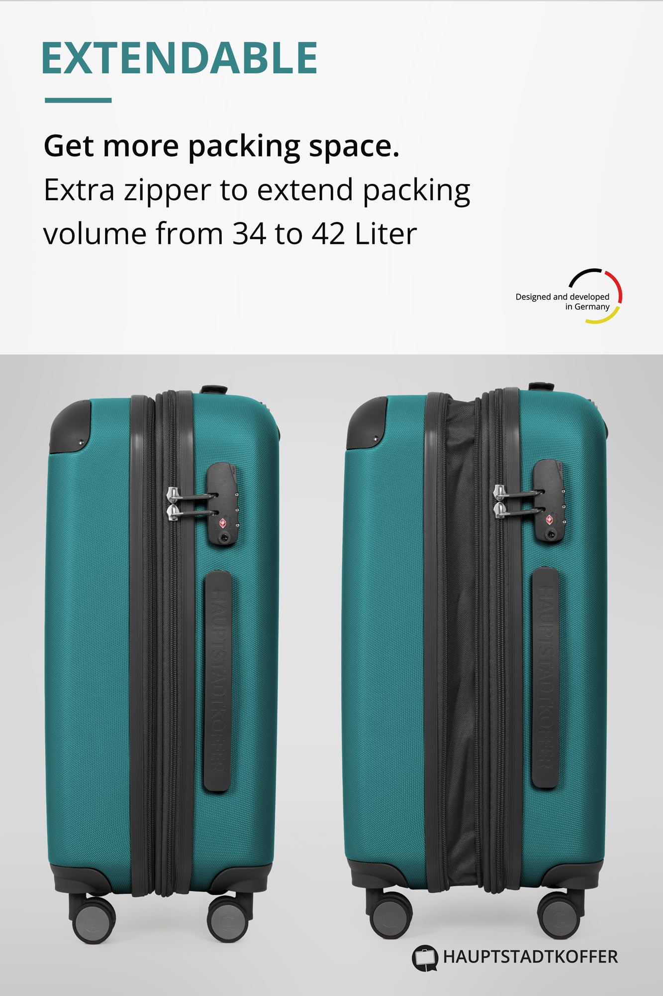 HAUPTSTADTKOFFER - Spree - Maleta rígida, Trolley expandible, Equipaje de Viaje, 4 Ruedas Dobles, TSA, 65 cm, 74 litros, Champán — view 151