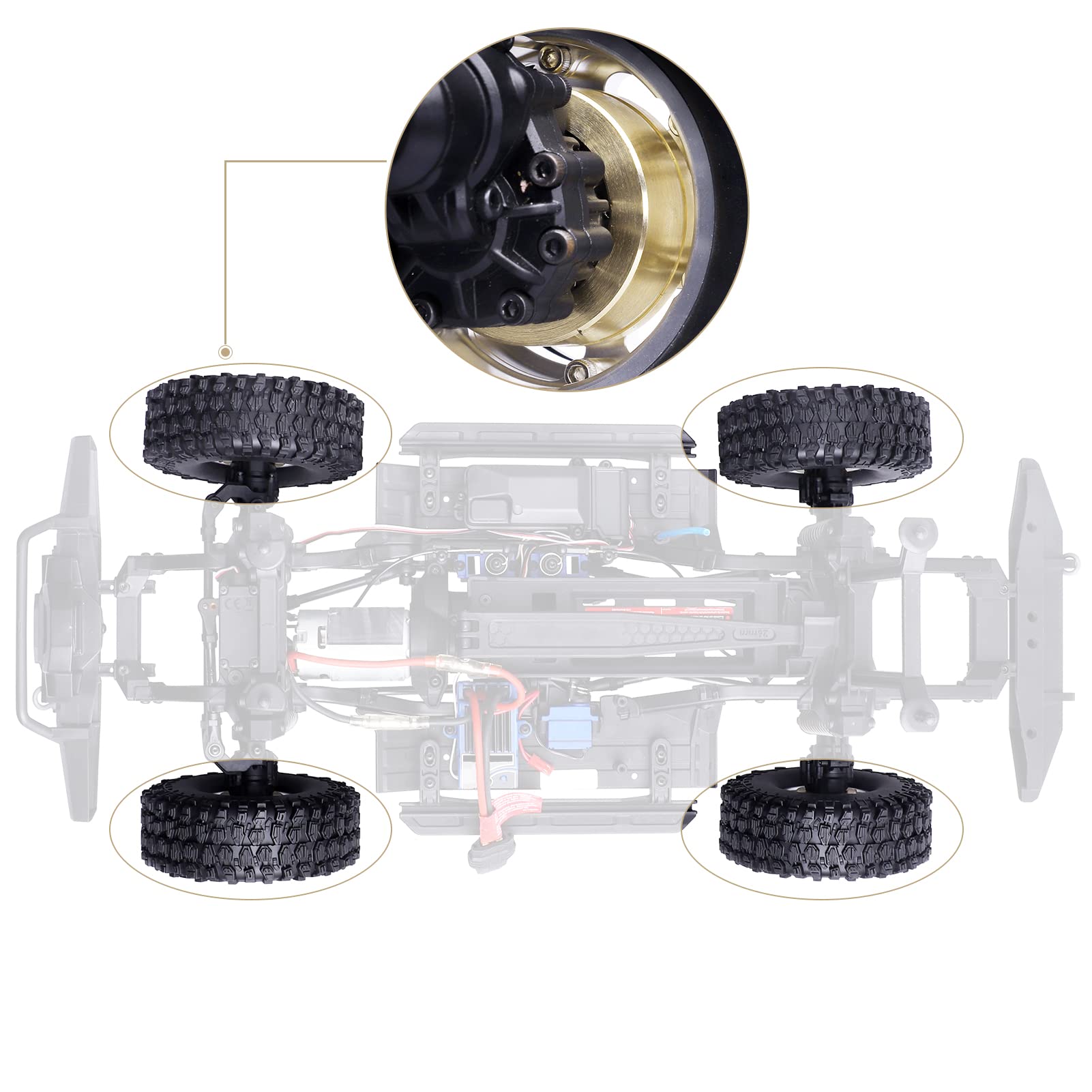 Amazon | HobbyPark RCクローラー 真鍮ホイール重量ブロック 1.9/2.2