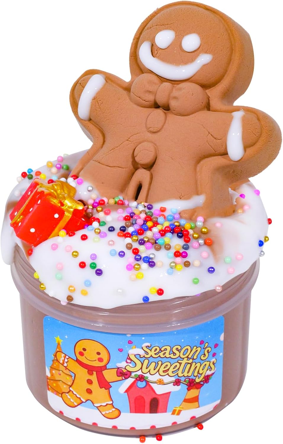 Tototang Slime 3-Pack, DIY Clay Gingerbread Man,Christmas Tree(ICEE Texture),Red Cane(Jelly Texture)-Handmade Slime