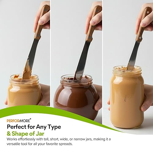 Miniatura 5 de Performore 2 cuchillos esparcidores, cuchillo de mantequilla de maní de 12 pulgadas que funciona muy bien con frascos y cuchillo corto de 5