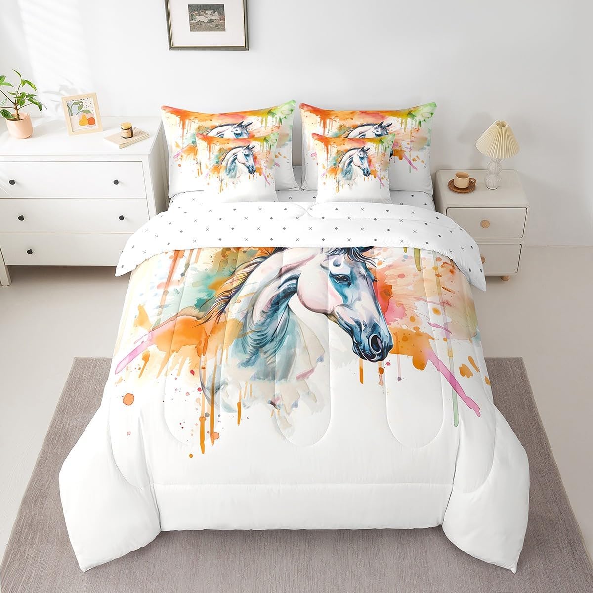 Feelyou Boys Girls Highland Cow 7 Pieces Bedding Set Queen Size, Christmas Bed in A Bag Kids Western Farmhouse Comforter Set with Sheets Wild Animal Teens Bed Set Bedroom Decor 7Pcs