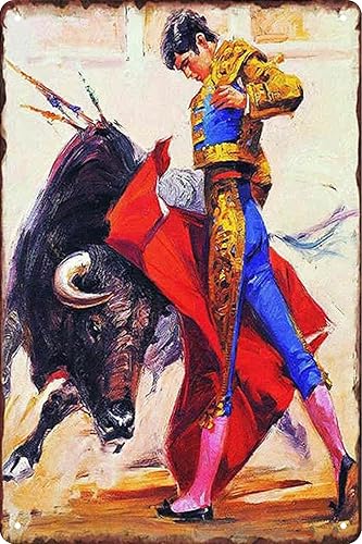 Letrero de metal retro con diseño de vaquero español, estilo vintage México, cueva de hombre, accesorios de arte clásico para arena, sala de juegos,