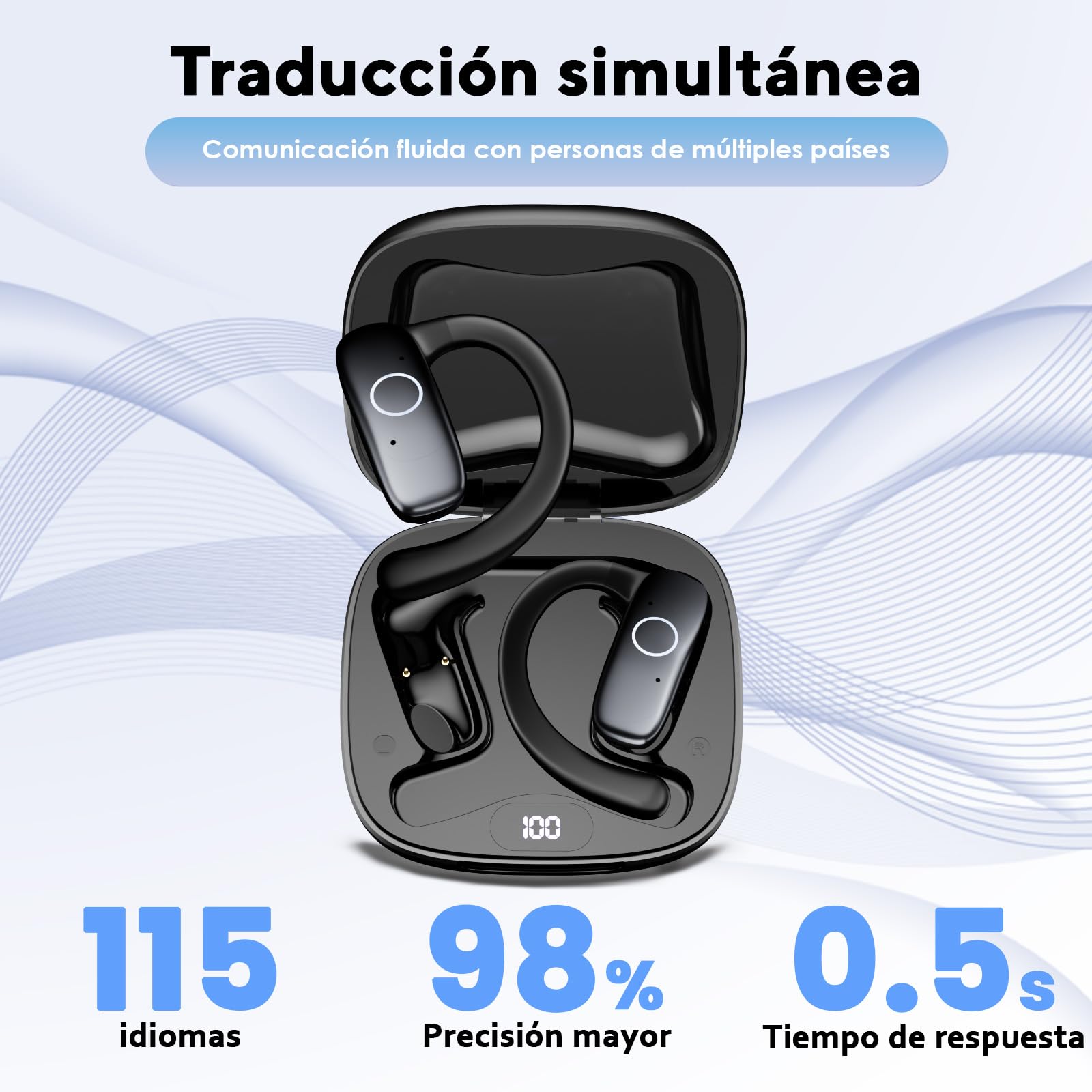 Tisco Auriculares Bluetooth Inalámbricos In-Ear, 36H Hi-Fi Estéreo, 4 Micrófonos ENC, Pantalla LED, USB-C, IPX7 Impermeables, Compatibles con Android/iOS, para Deporte/Gimnasio/Videollamadas